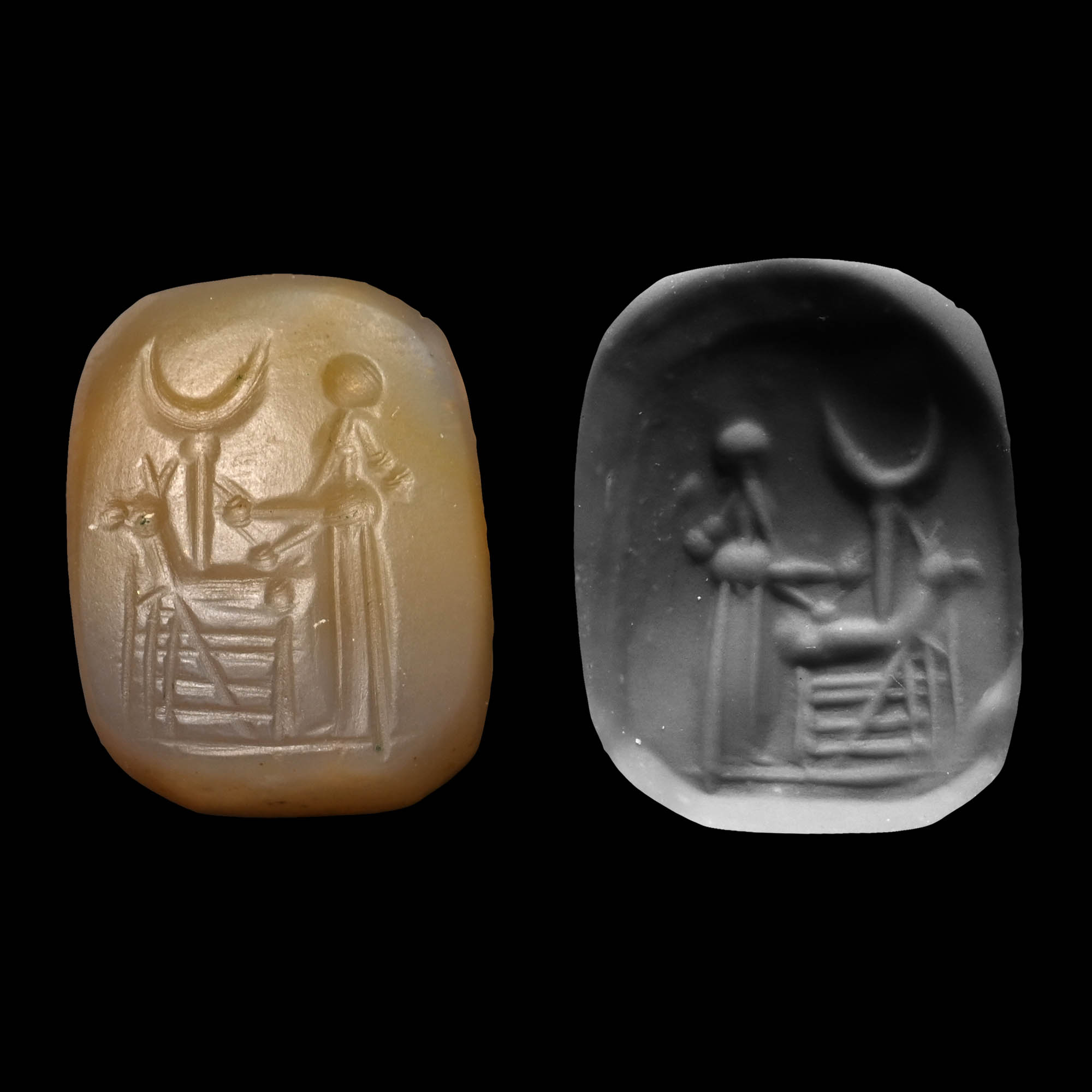 Neo Babylonian Banded Chalcedony Stamp Seal