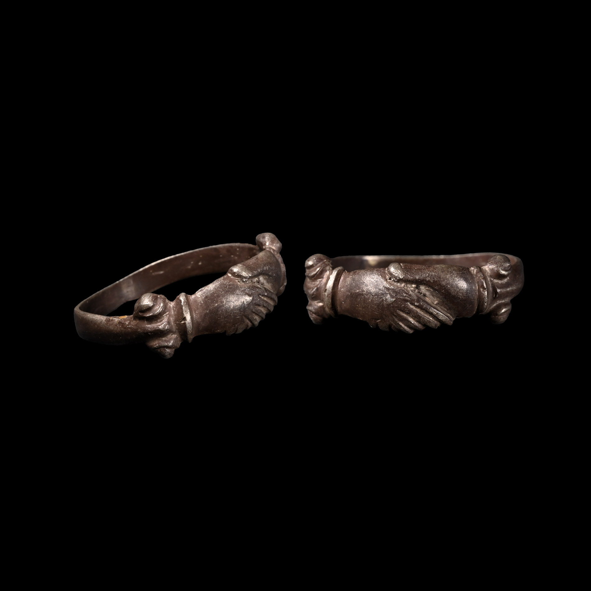 Tudor Period Silver Fede Clasped Hands Marriage Ring