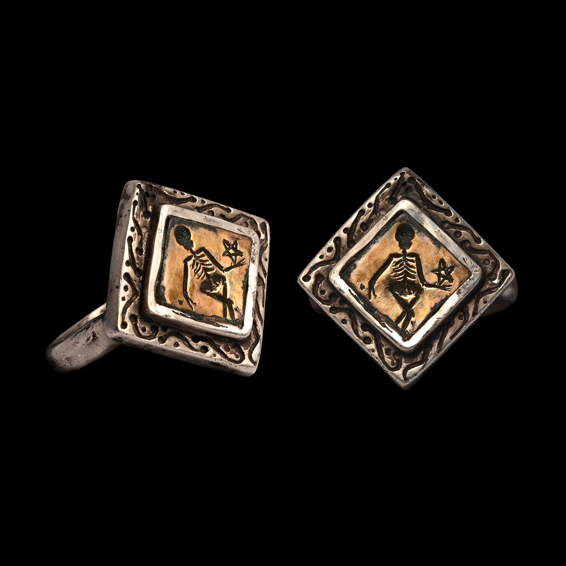Georgian Silver 'Vive Memor Leti' Memento Mori Ring