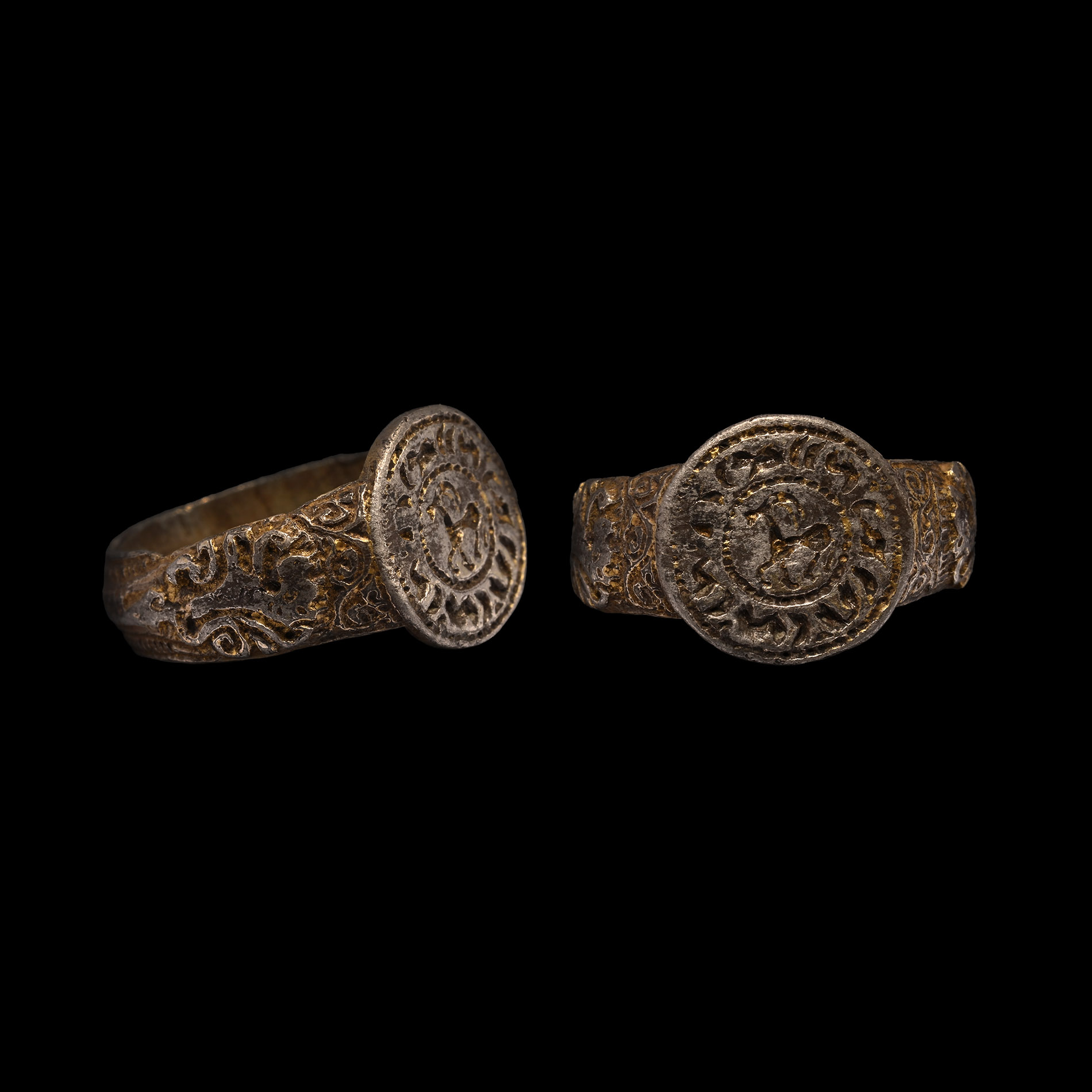 Armenian Inscribed Silver-Gilt Ibex Seal Ring