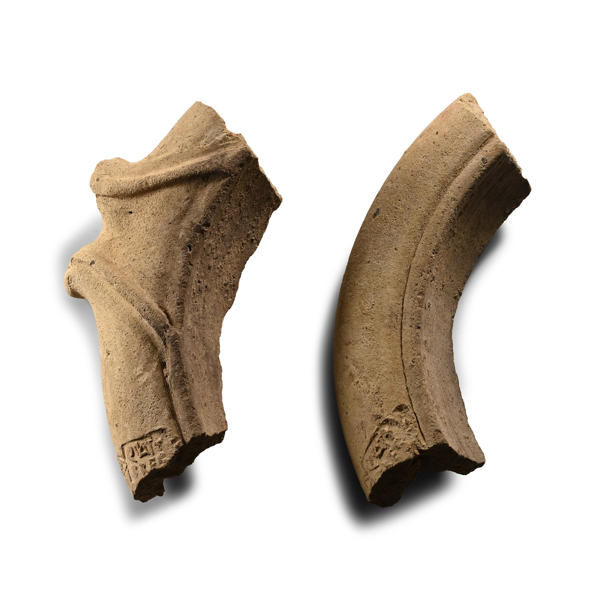 Roman Terracotta Mortarium Fragments with Maker's Stamps in Tabula Ansata