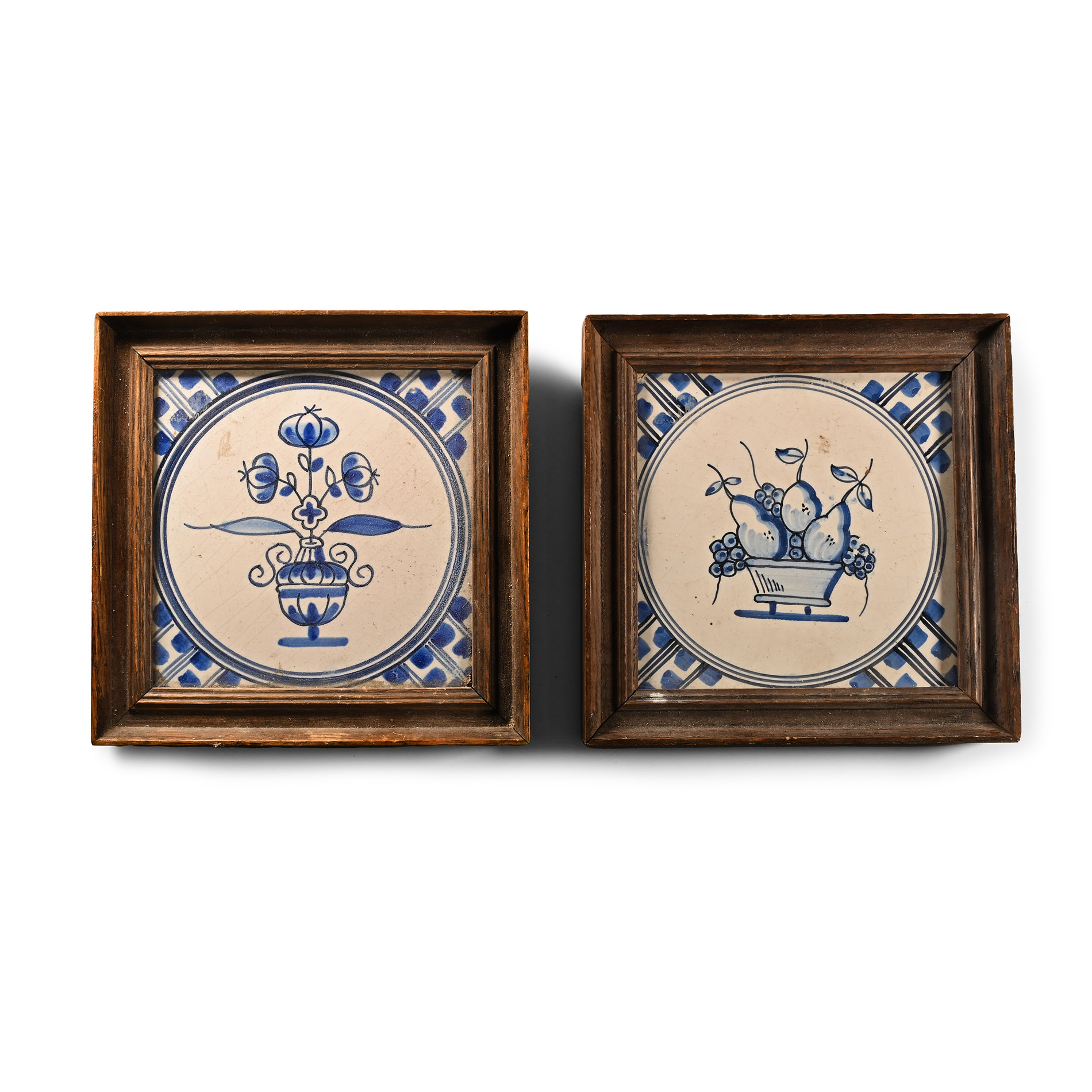 Framed Dutch Blue and White Tile Pair