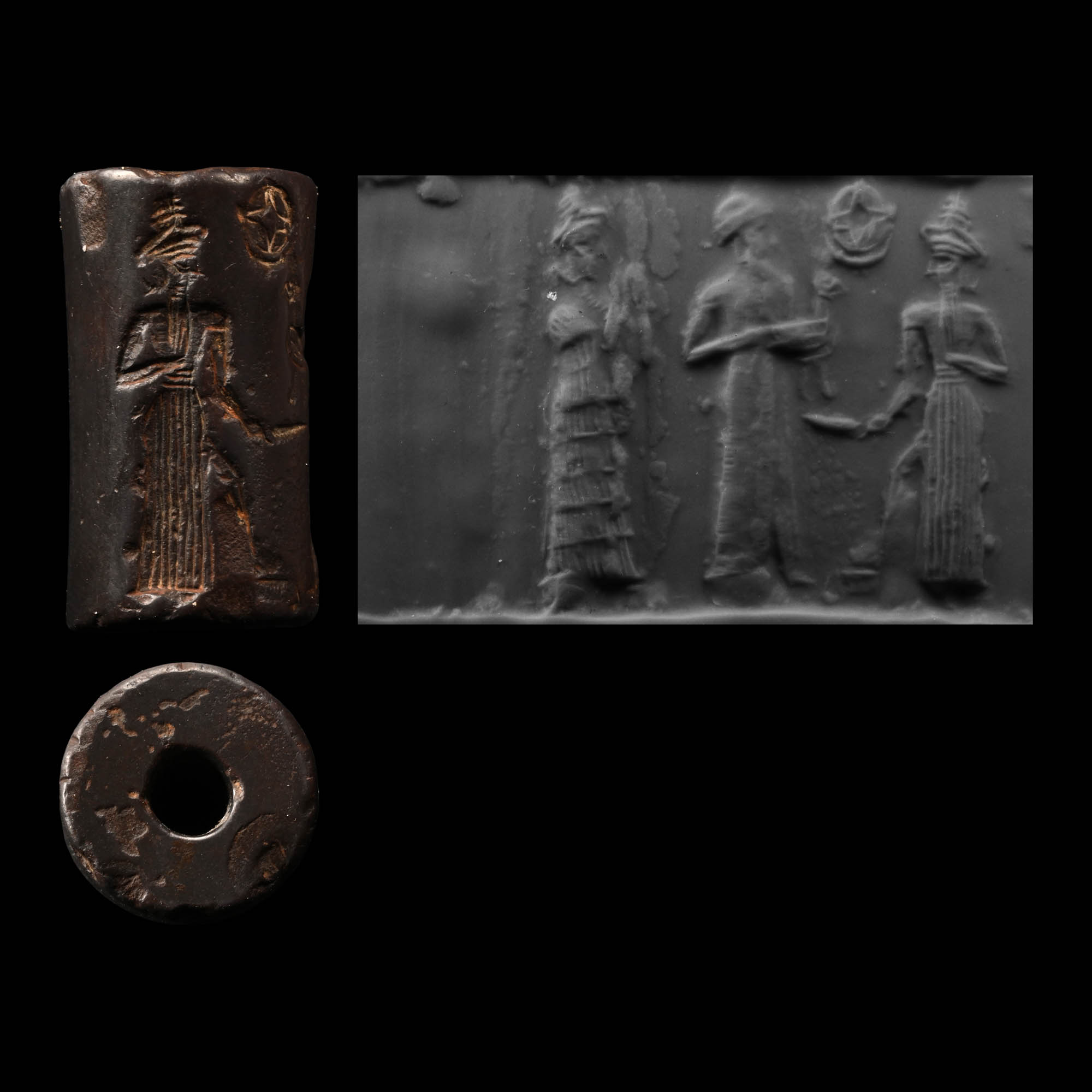 Akkadian Haematite Cylinder Seal with Presentation Scene