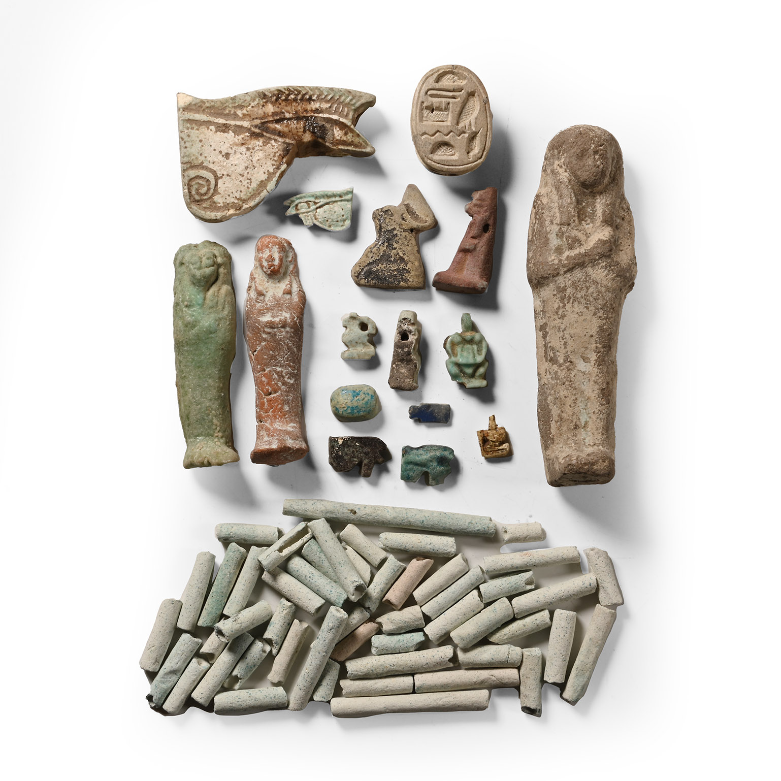 Egyptian Faience Amulet and Bead Group