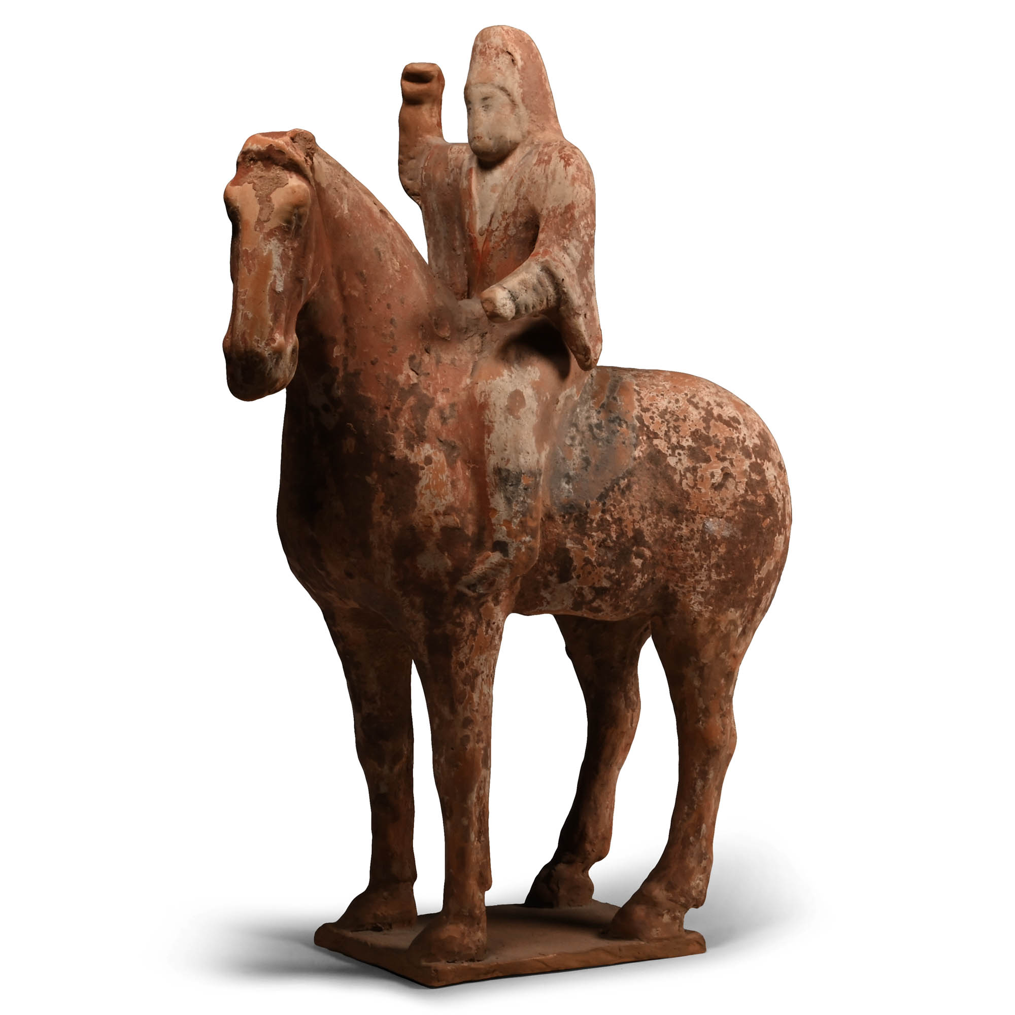 Chinese Tang Polychrome Terracotta Horse and Rider