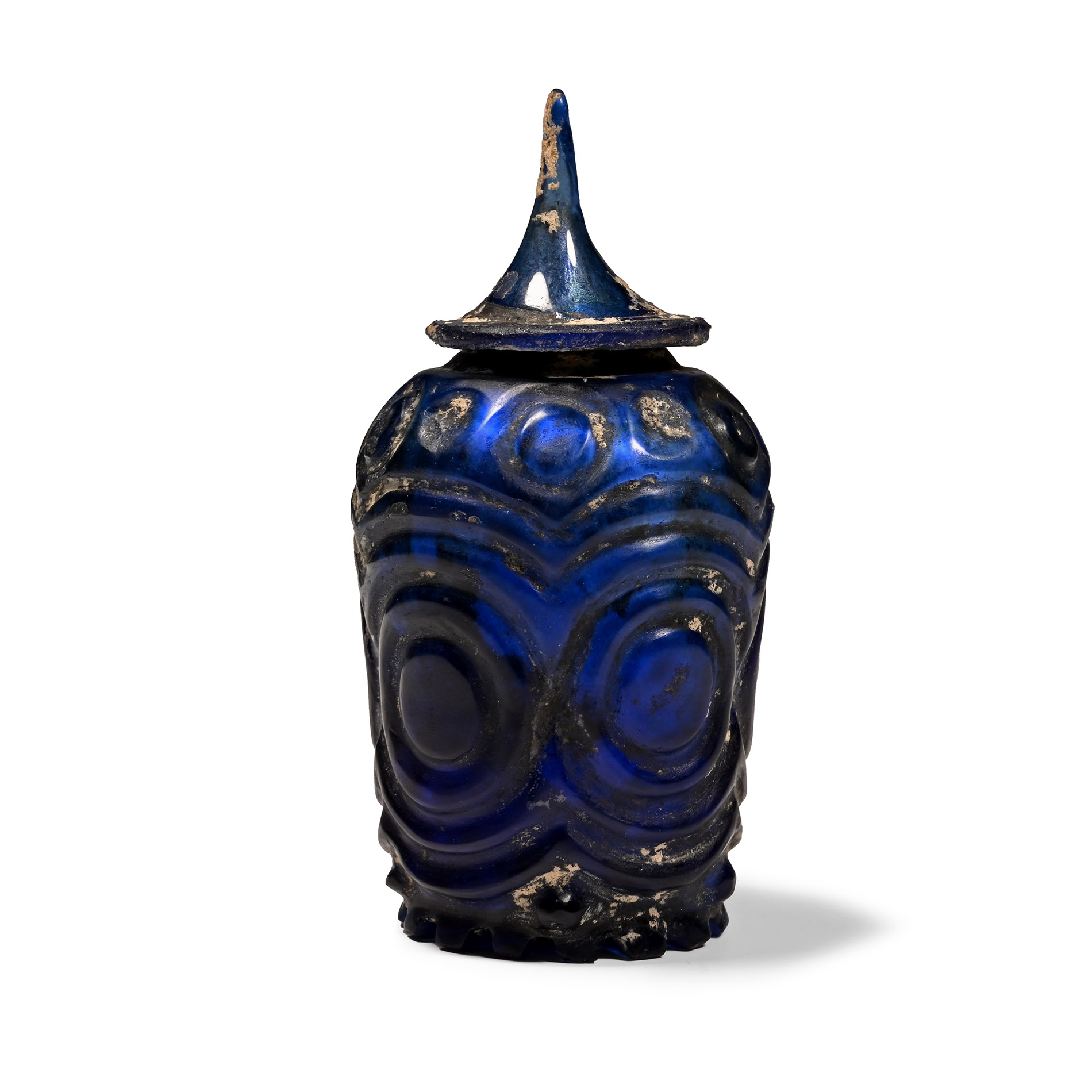 Byzantine Cobalt Blue Lidded Pyxis