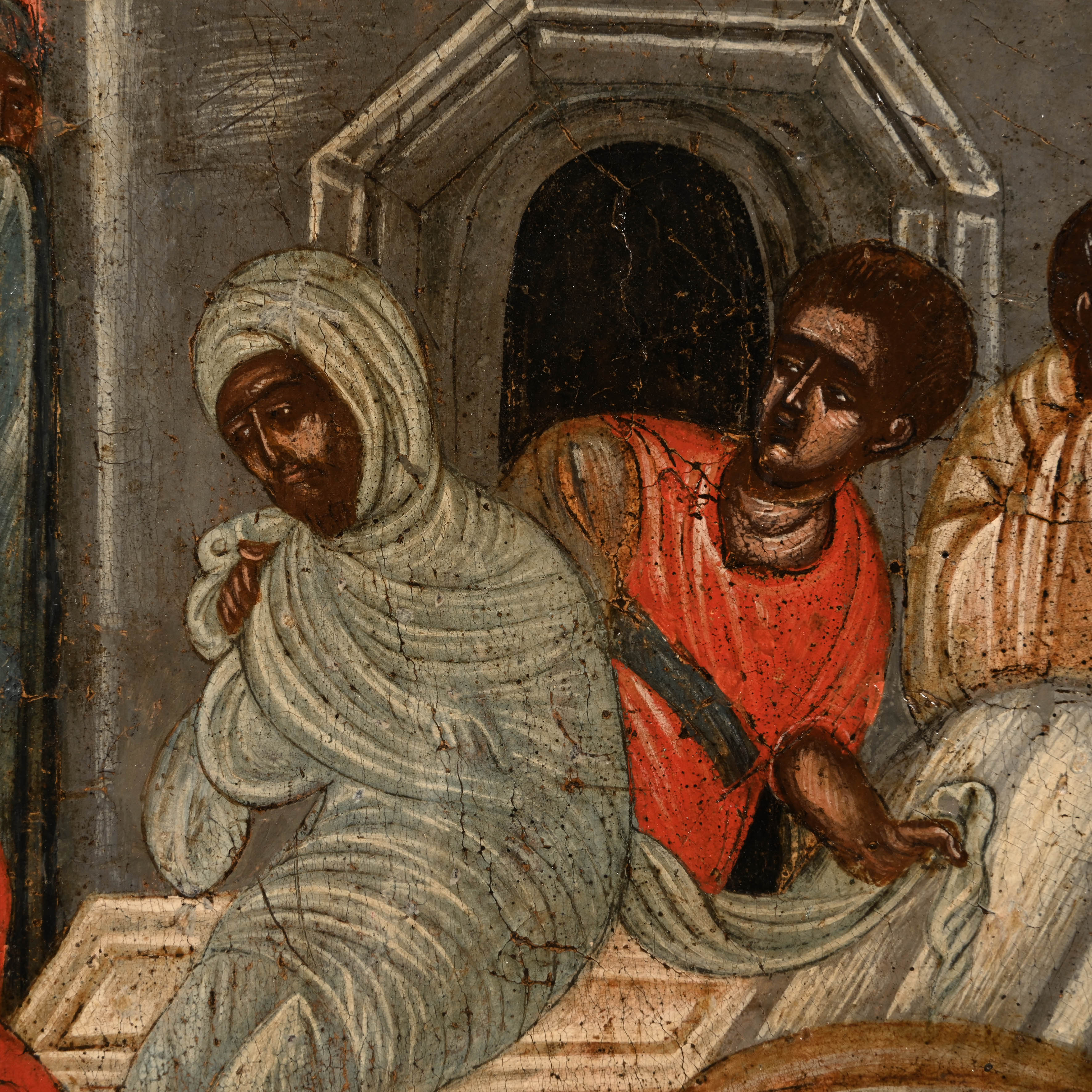 Cretan Wooden Icon of the Raising of Lazarus