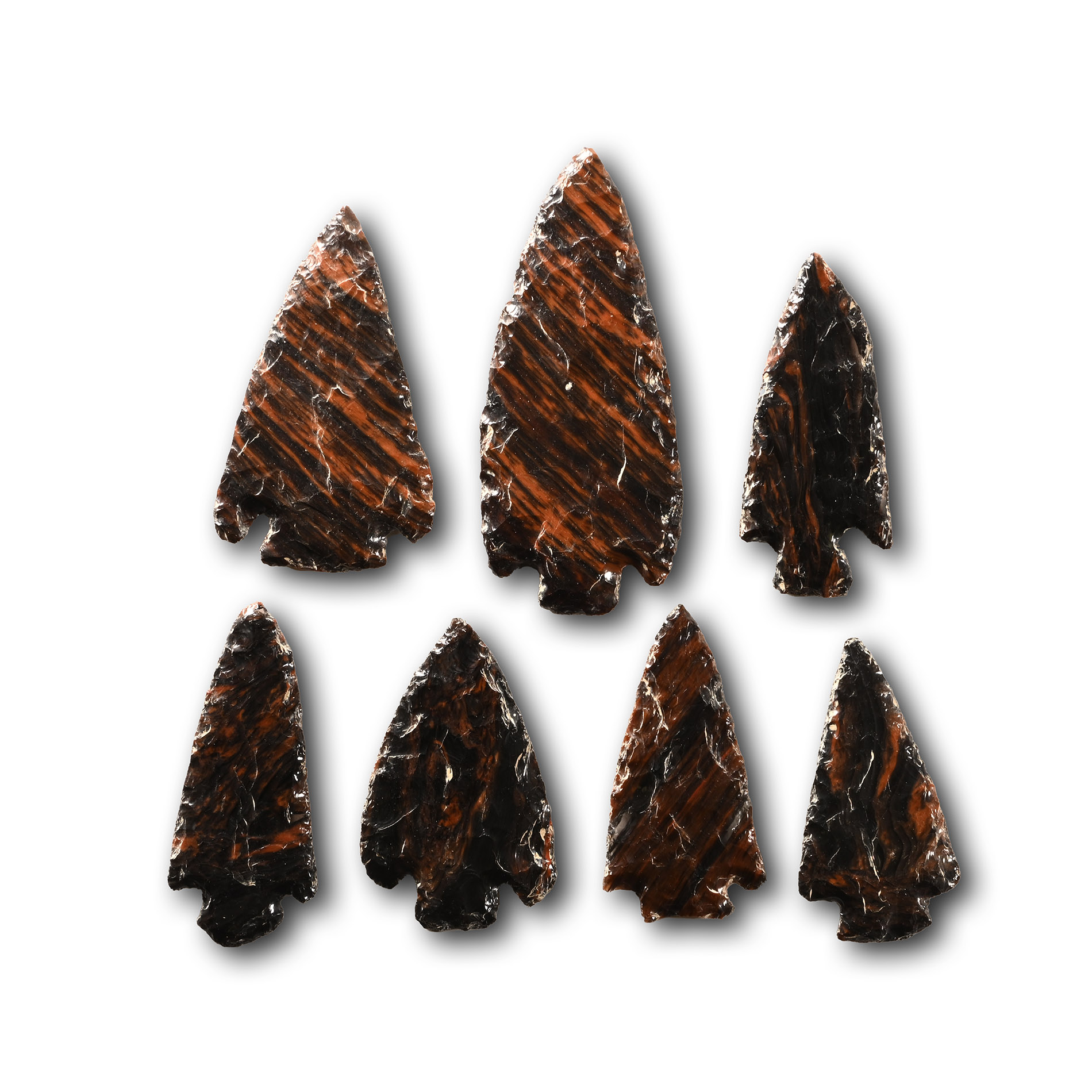 Native American Klamath-Modoc Mahogany Obsidian Arrowhead Group