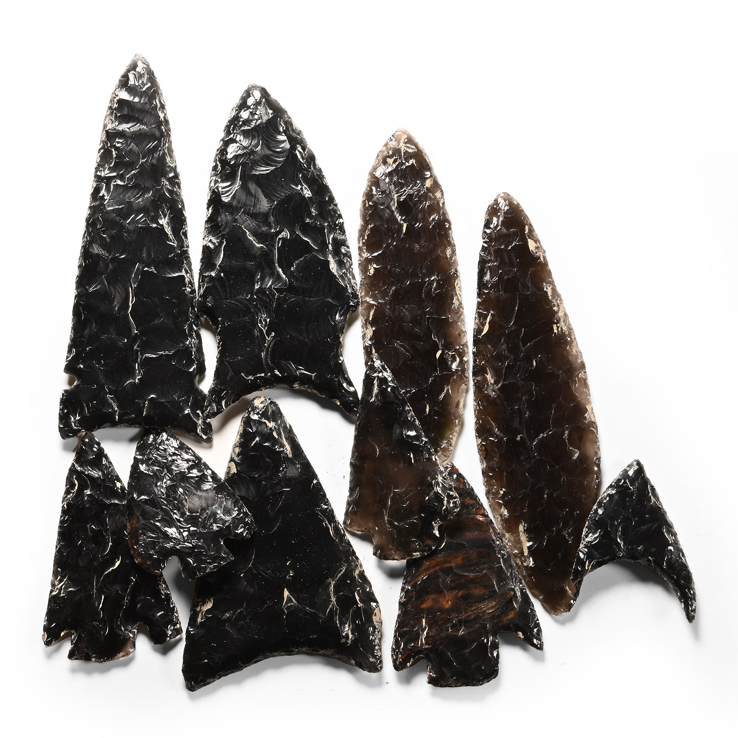 Native American Klamath-Modoc Obsidian Arrowhead Group