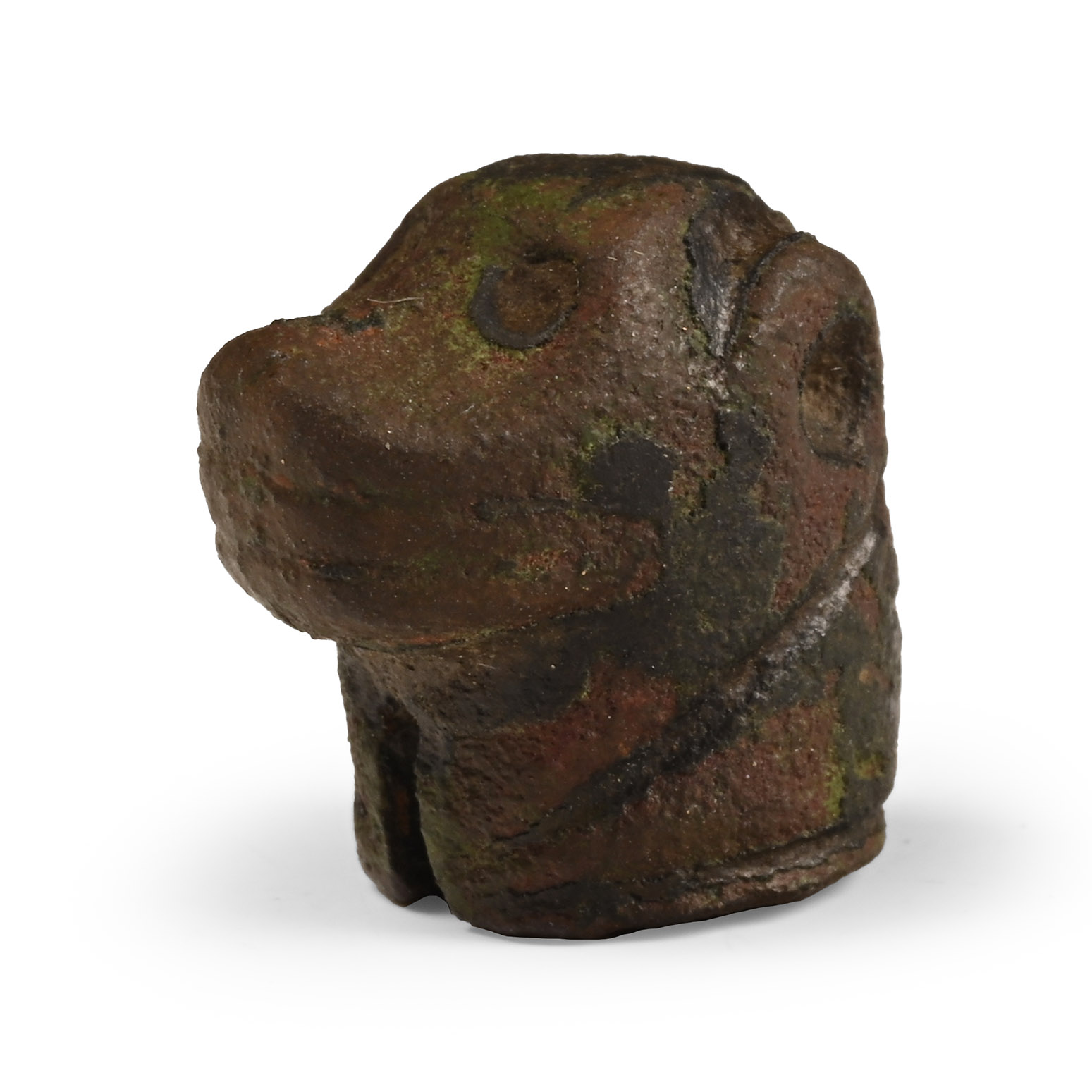 Medieval Bronze Animal Head Knife Handle