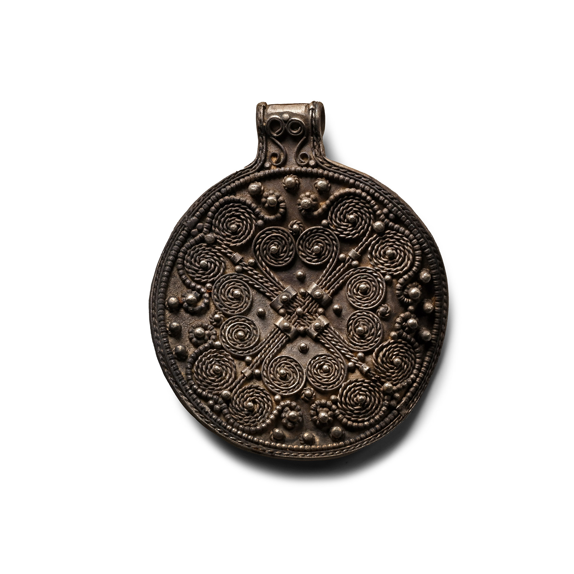 Viking Age Silver Filigree Pendant with Cross Design