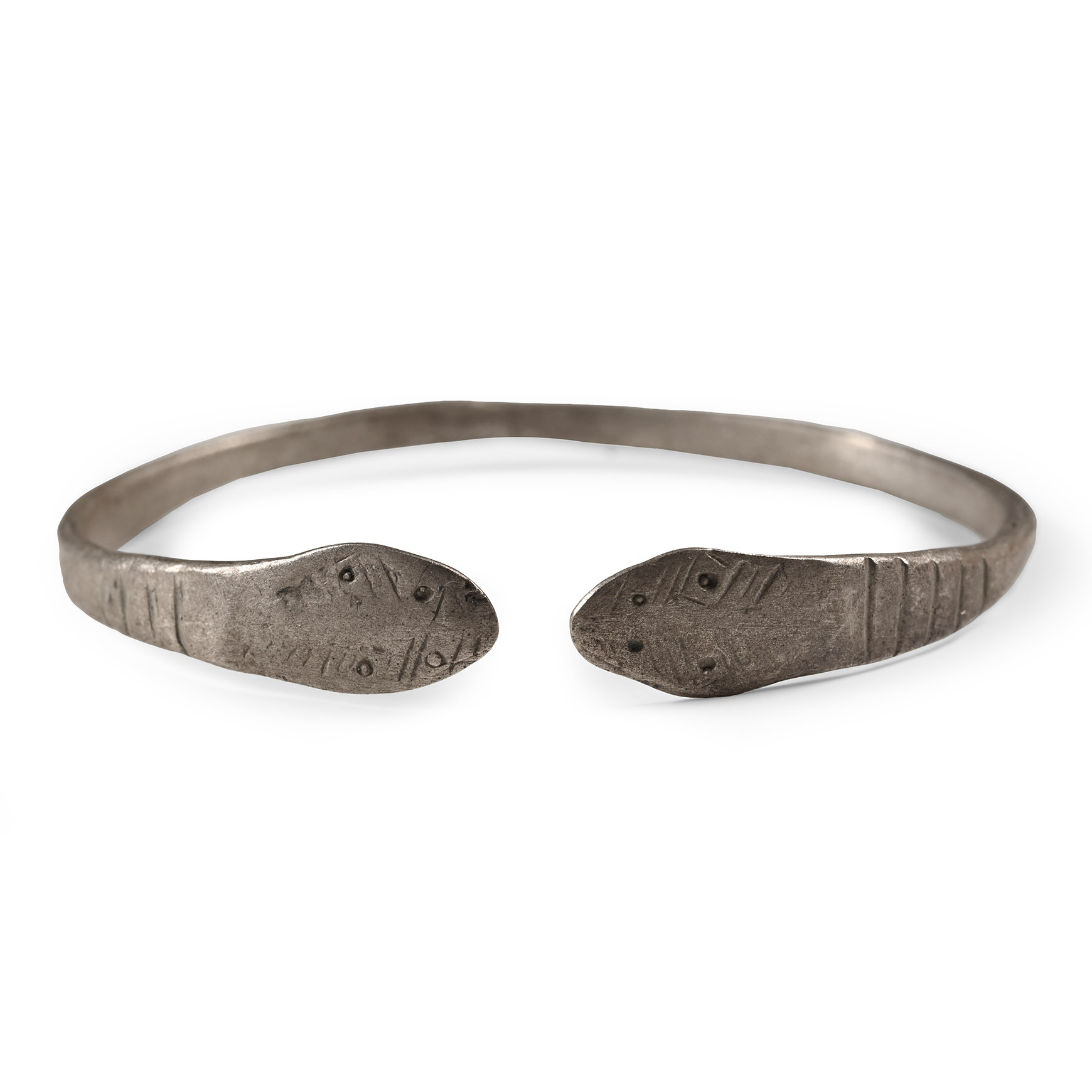 Roman Silver Snake-Headed Armilla Bracelet