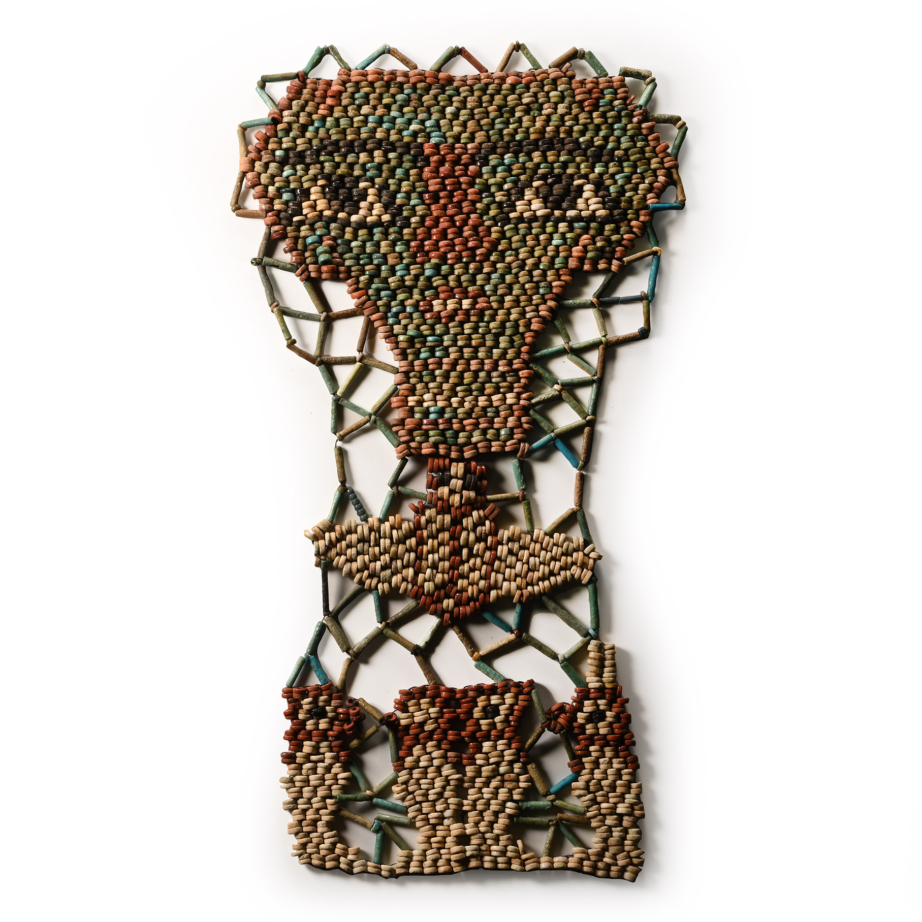 Egyptian Faience Mummy Beadwork Mask with Sons of Horus