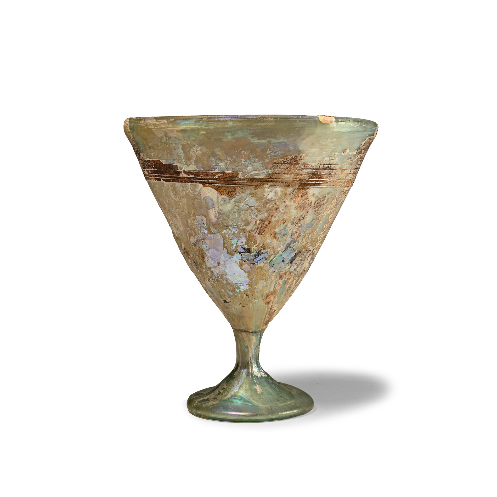 Late Roman Green Glass Footed Goblet
