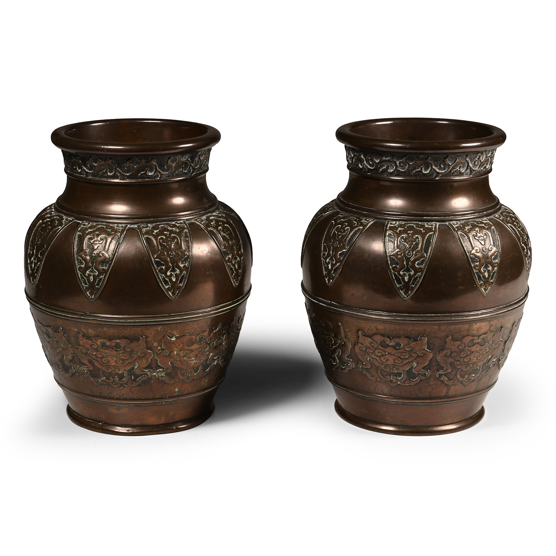 Chinese Bronze Vase Pair