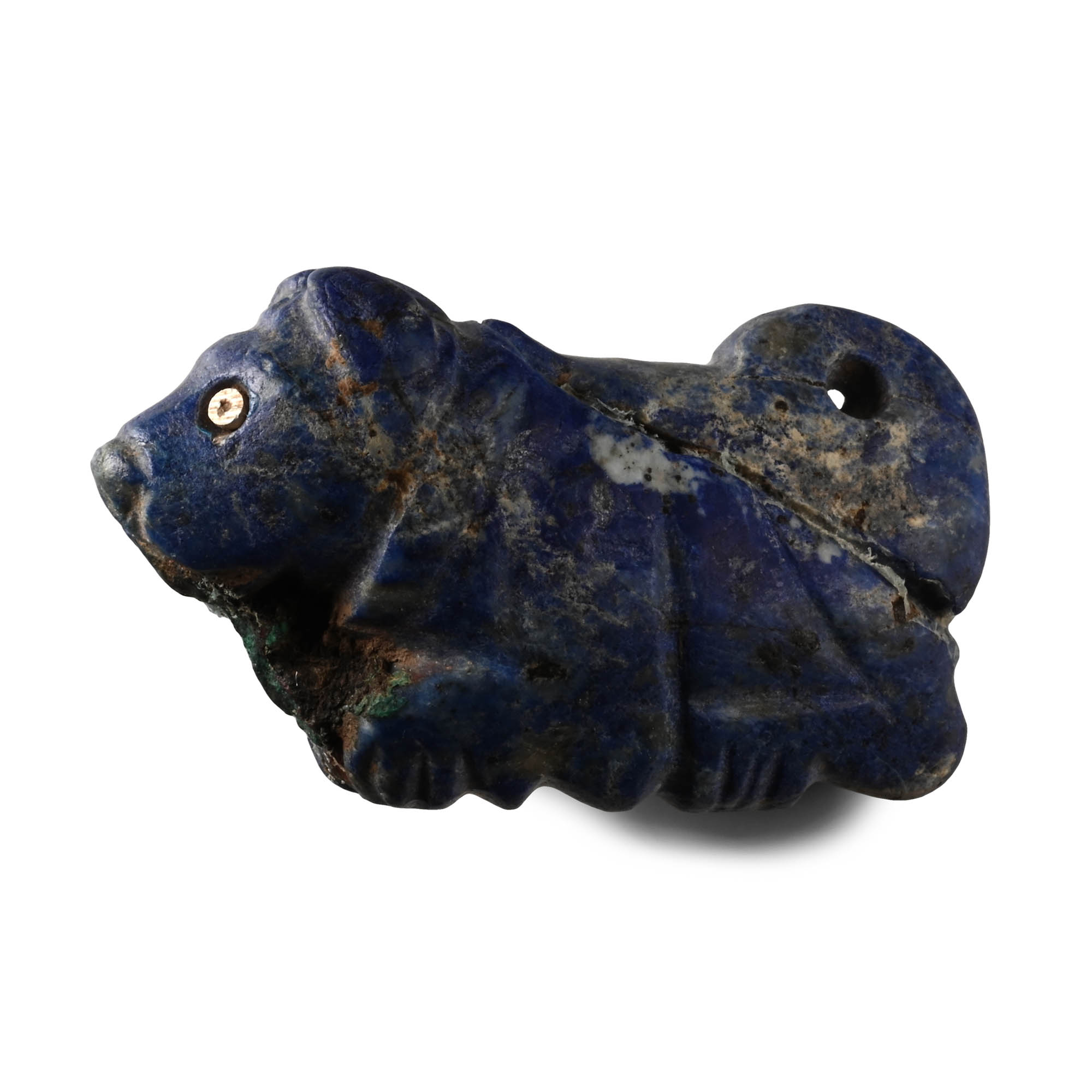 Bactrian Lapis Lazuli Recumbent Bull with Inlaid Eyes