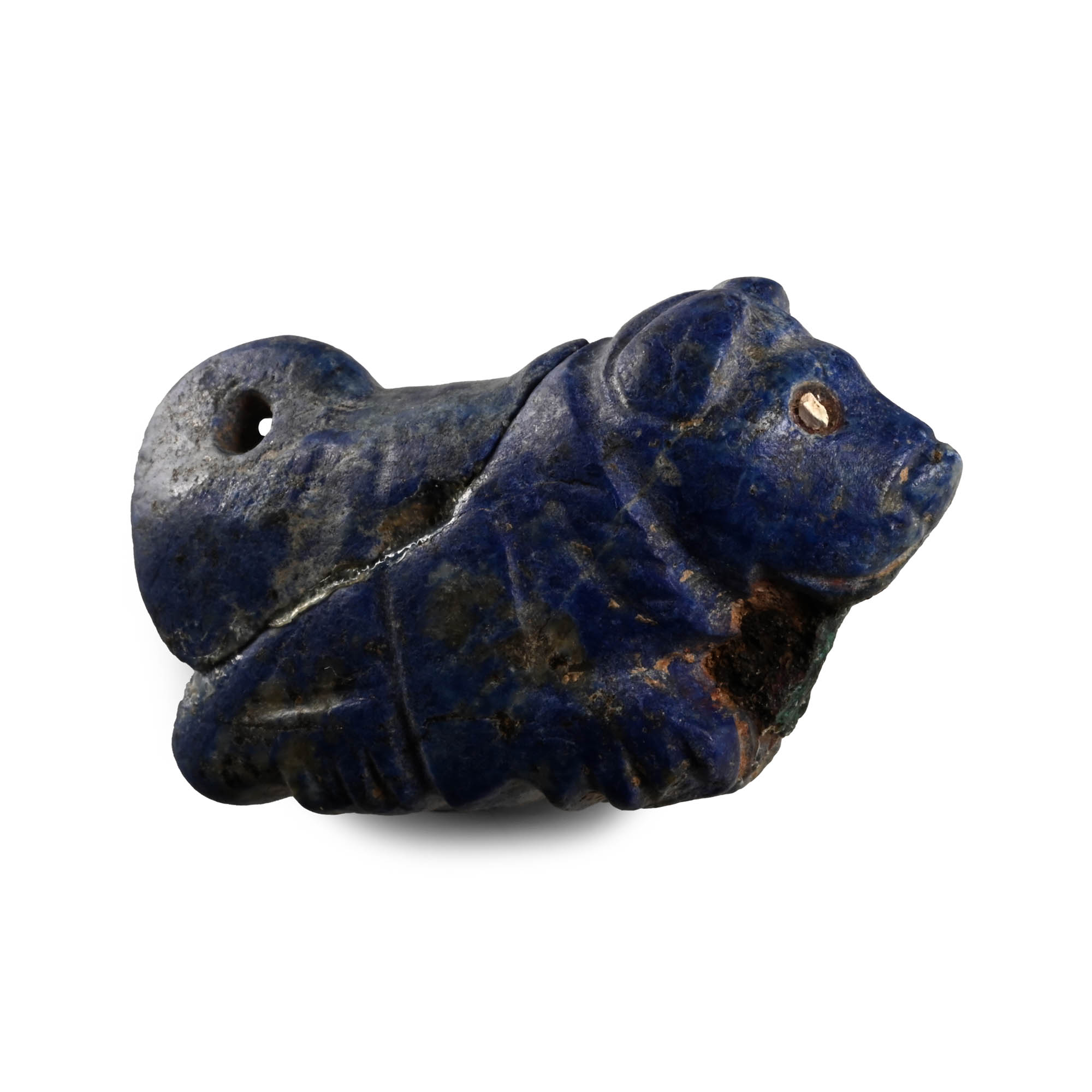 Bactrian Lapis Lazuli Recumbent Bull with Inlaid Eyes