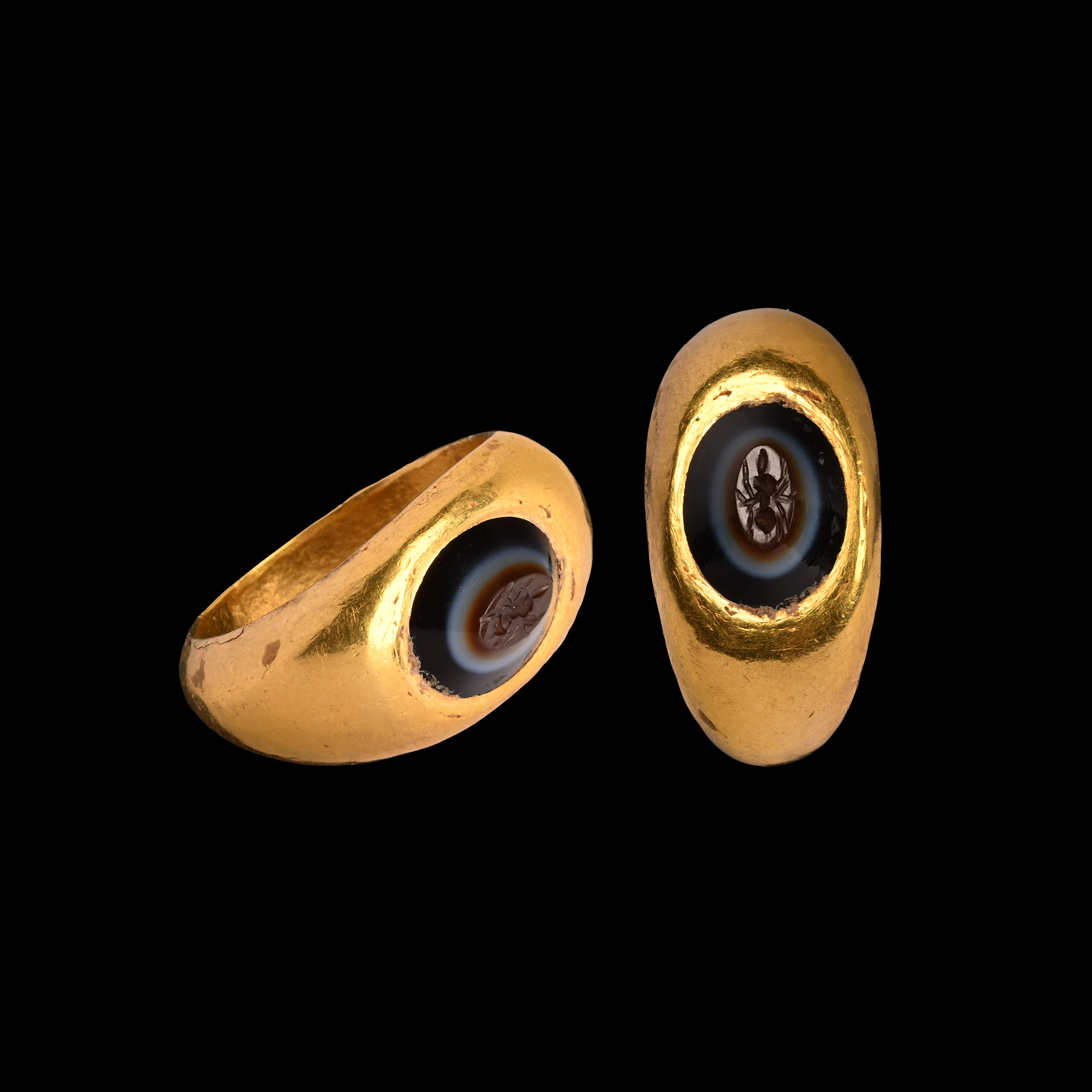 Roman Gold Ring with Insect Gemstone