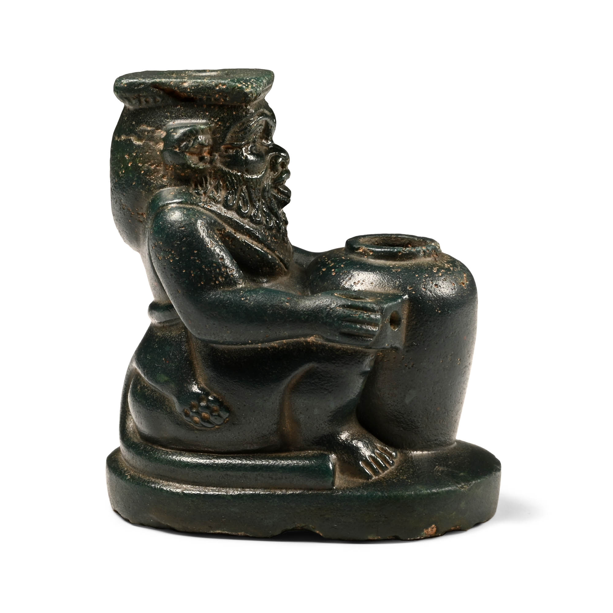Egyptian Green Jasper Bes Cosmetic Pot