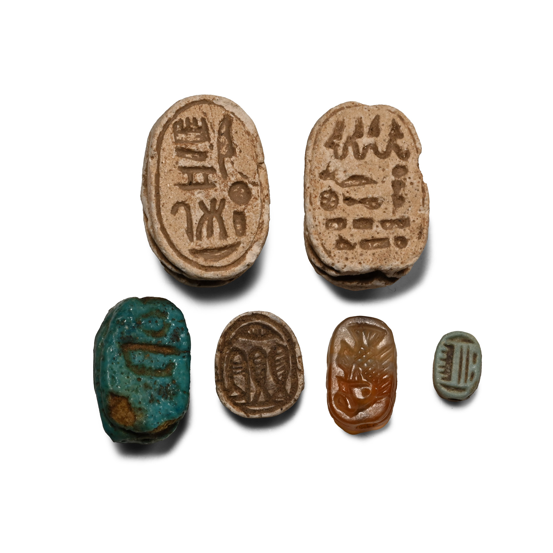 Egyptian Steatite and Faience Scarab Group
