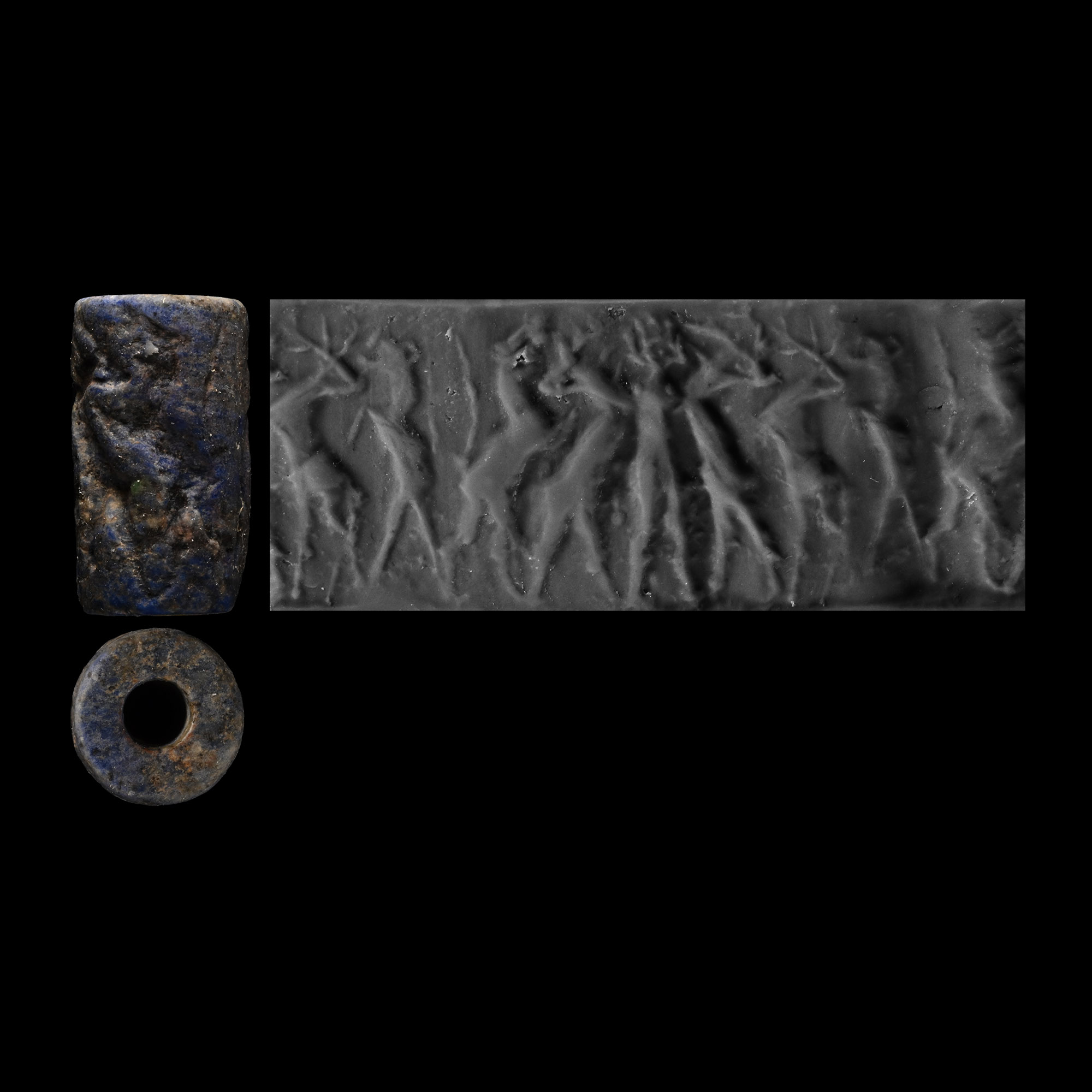 Akkadian Lapis Lazuli Master of Animals Type Cylinder Seal