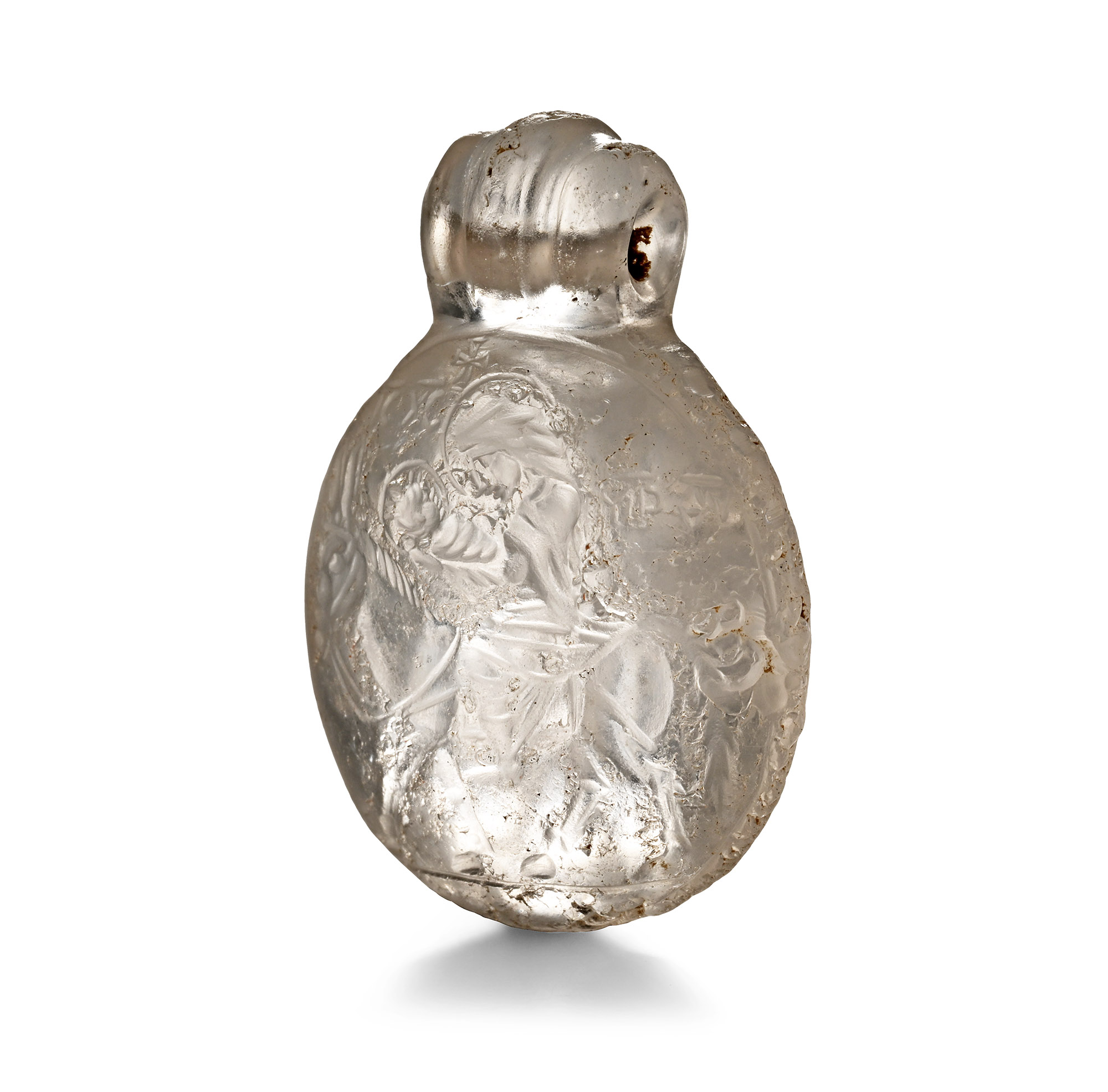Byzantine Rock Crystal Pendant with Cross and Christ Riding a Donkey