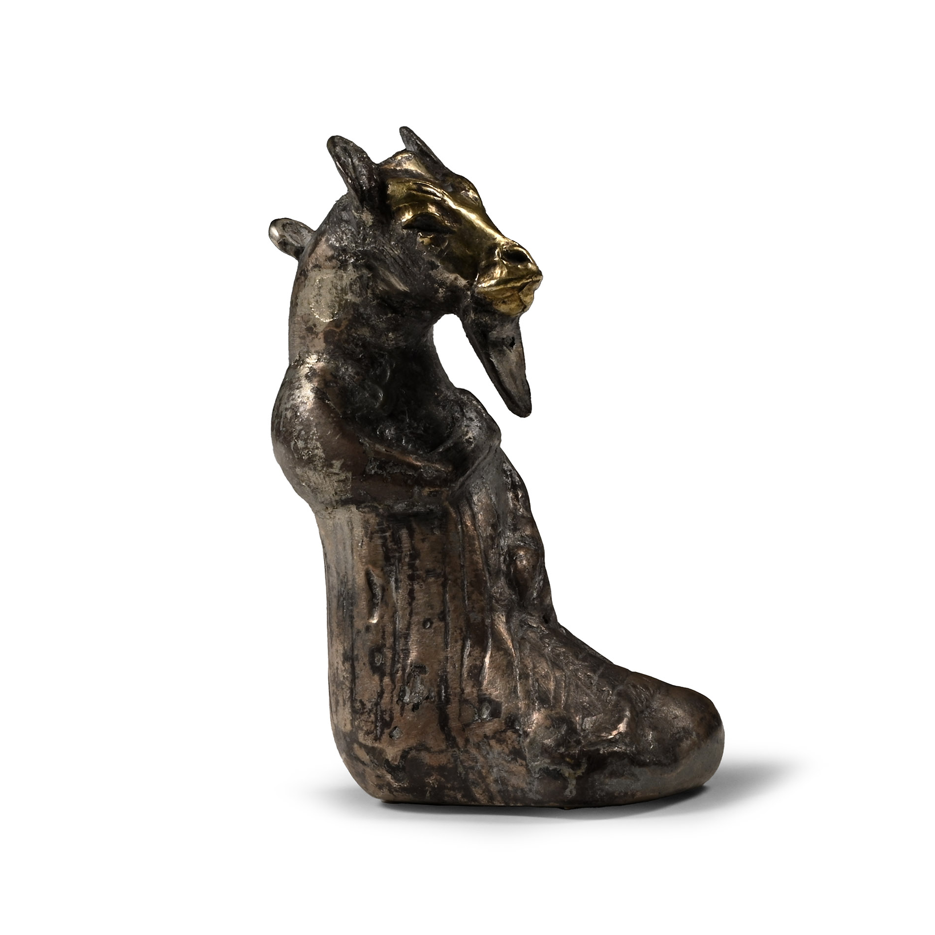Proto-Elamite Silver-Gilt Kneeling Bull-Headed Anthropomorphic Deity