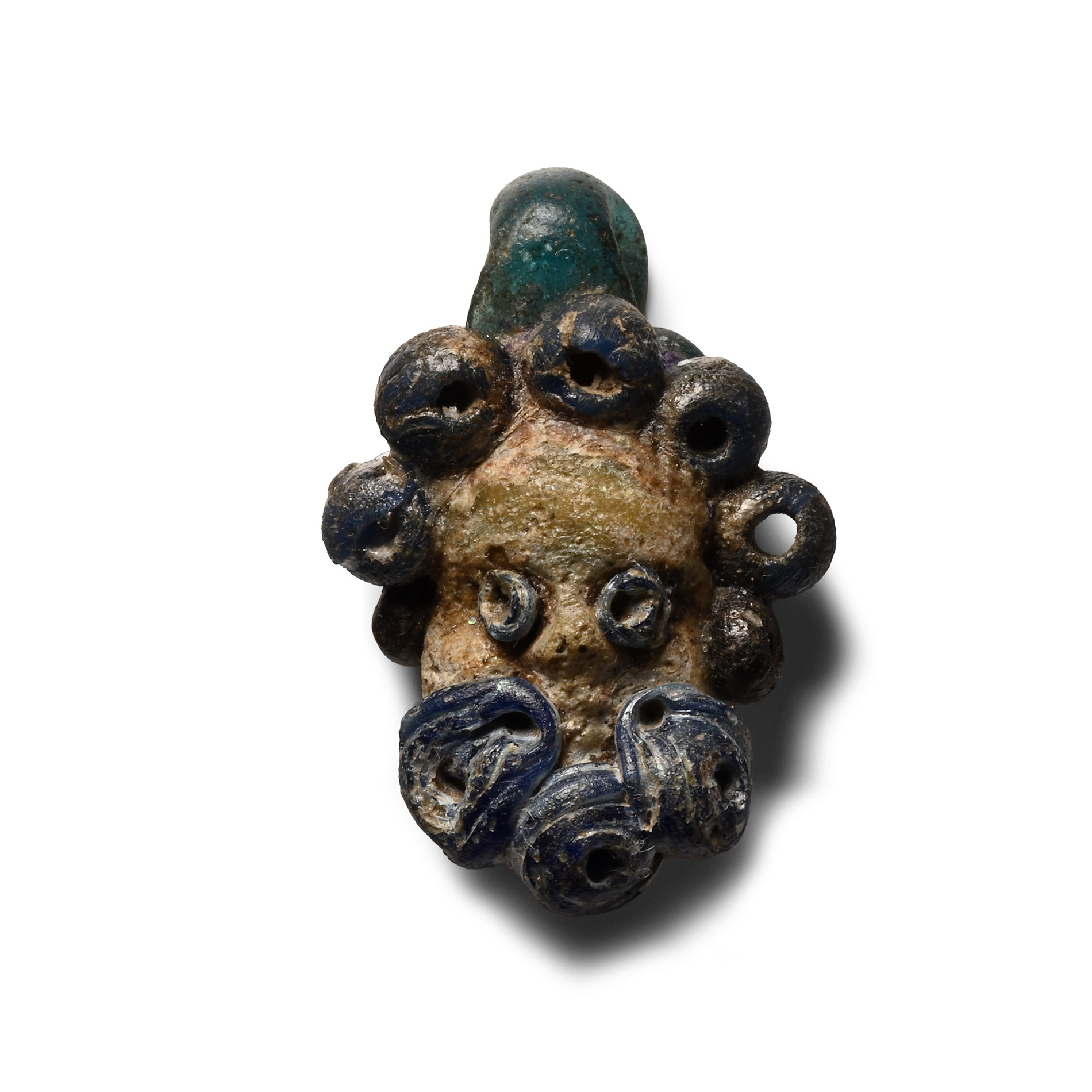 Greek Glass Comic Face Pendant