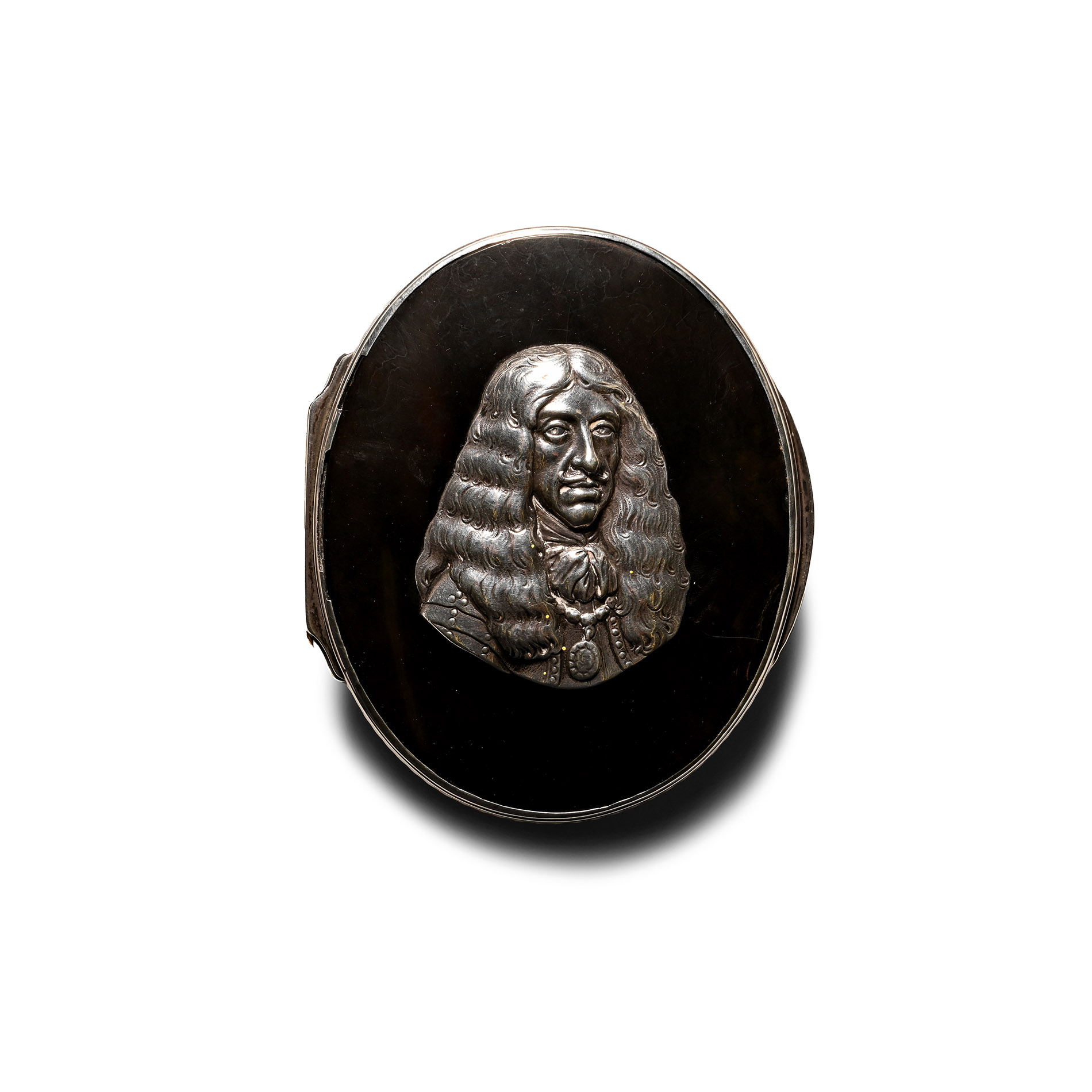 Stuart Period Silver Snuff Box with Bust of Charles II