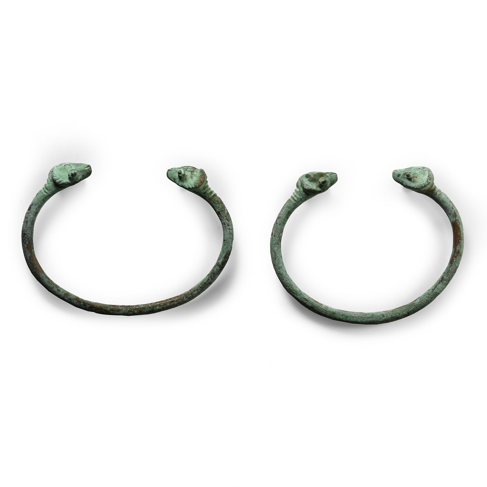 Achaemenid Ram-Headed Bronze Bracelet Pair