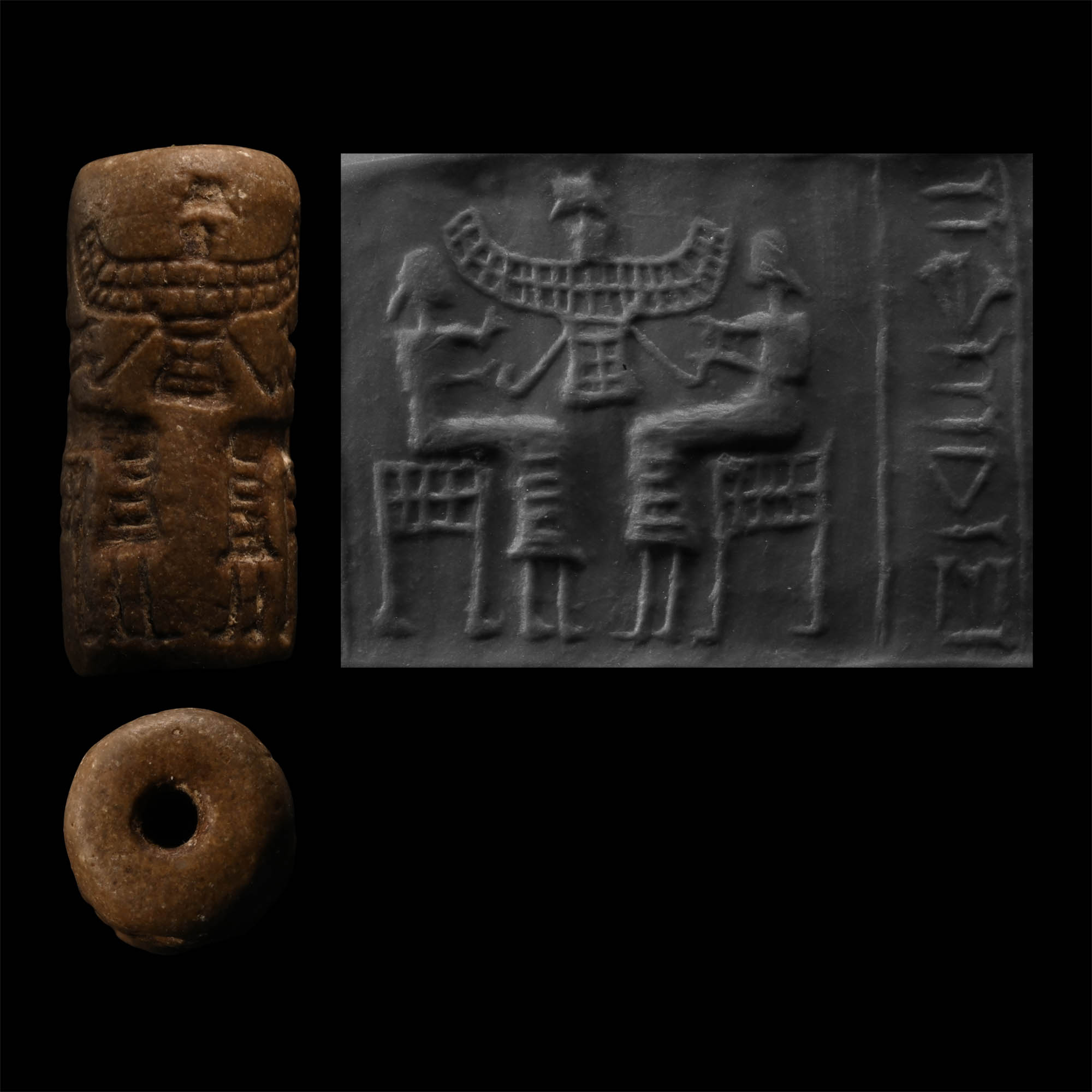 Western Asiatic Brown Stone Cylinder Seal with Presentation Scene