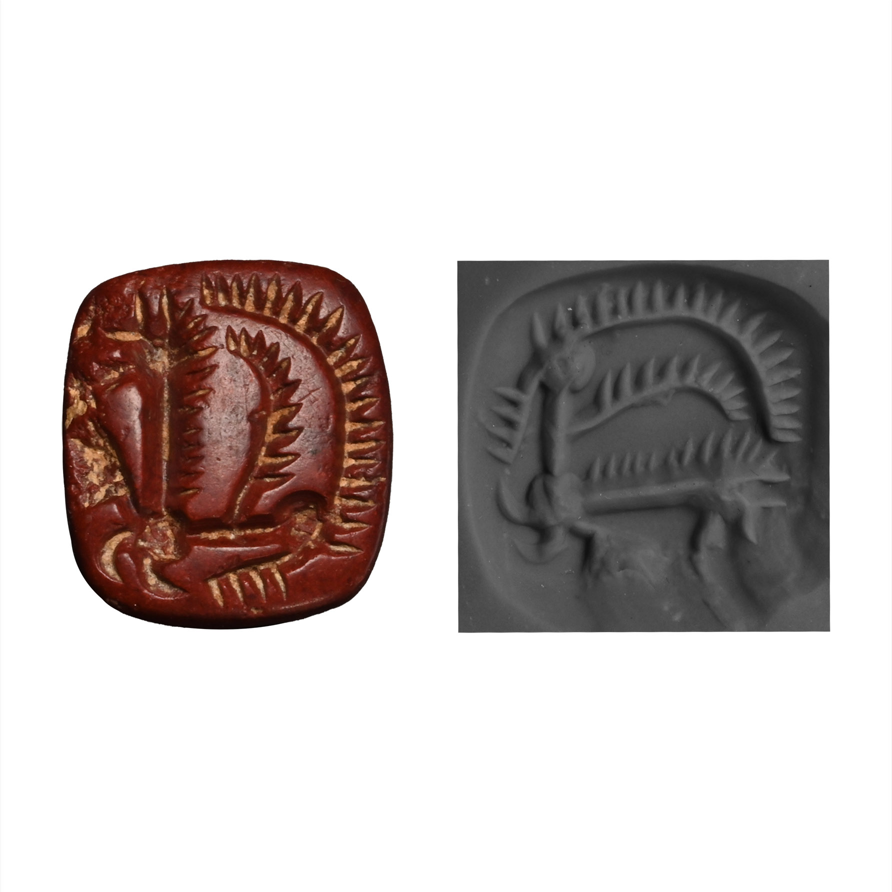 Western Asiatic Red Jasper Stamp Seal with Wolf