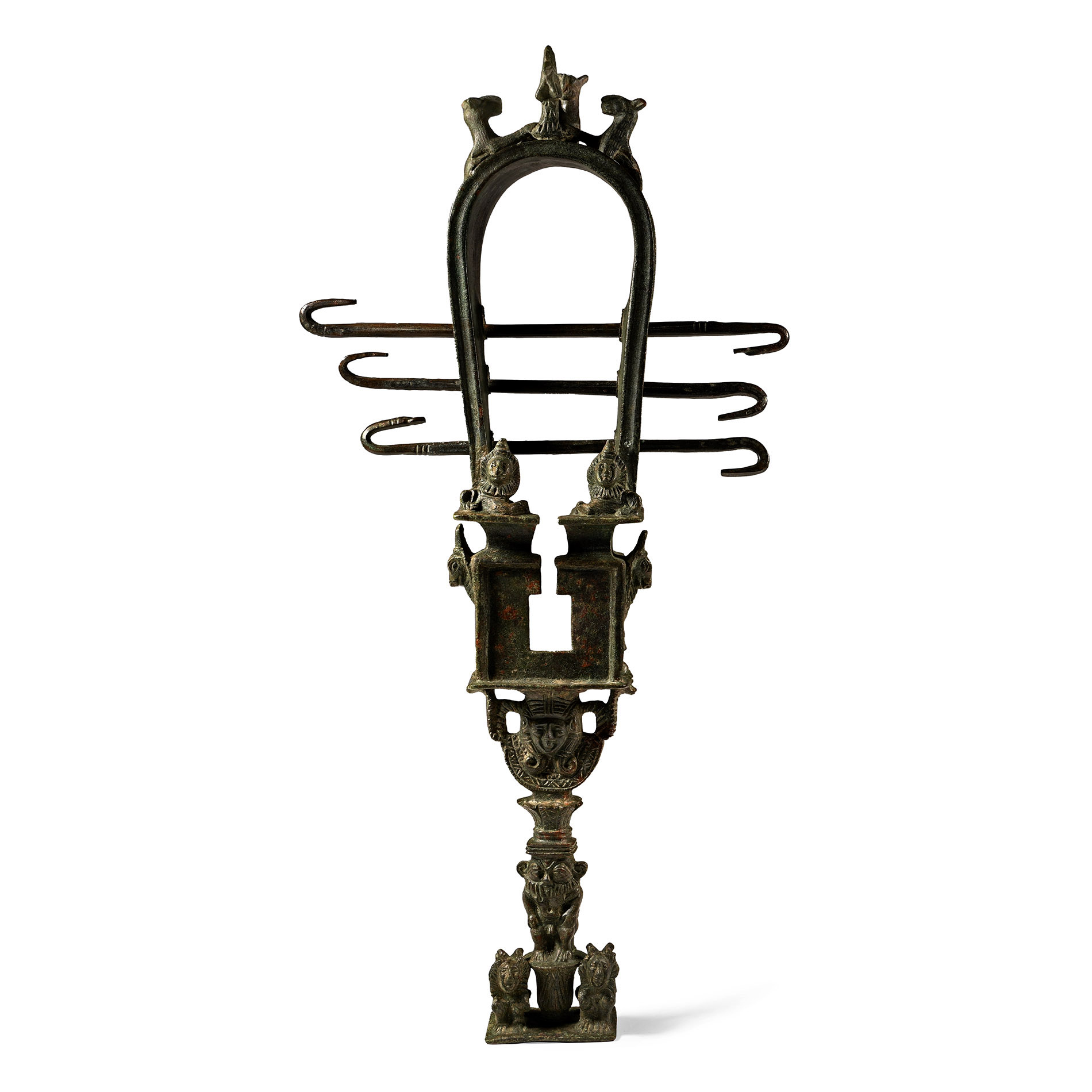 Egyptian Bronze Sistrum with Bes and Hathor