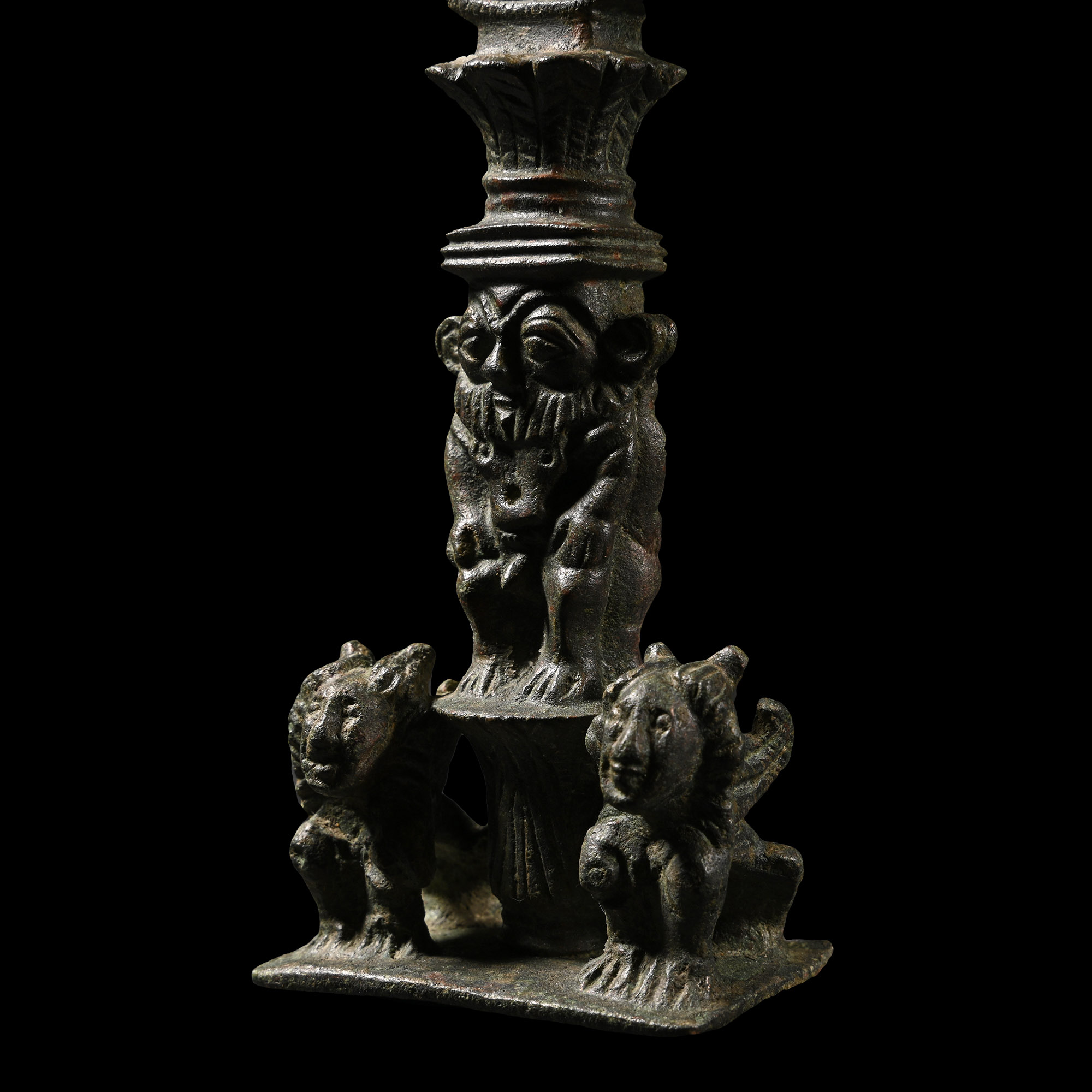 Egyptian Bronze Sistrum with Bes and Hathor