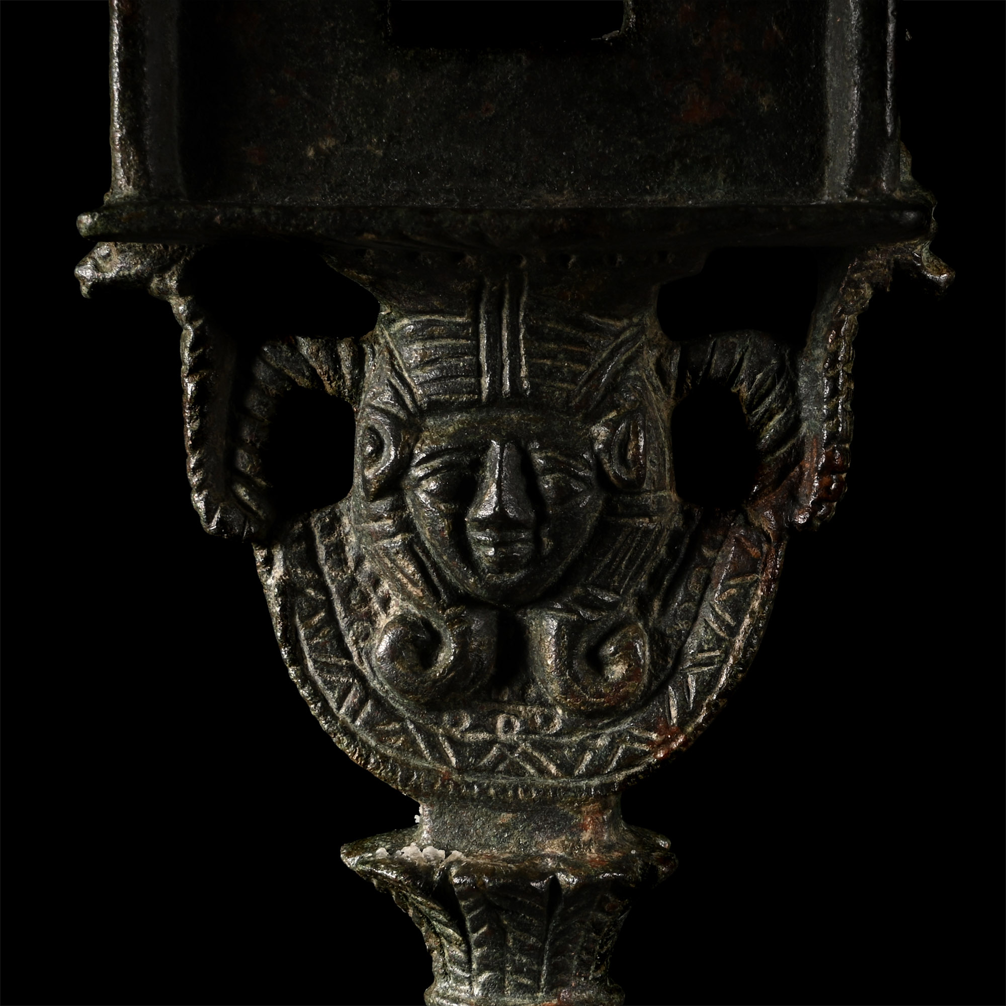 Egyptian Bronze Sistrum with Bes and Hathor
