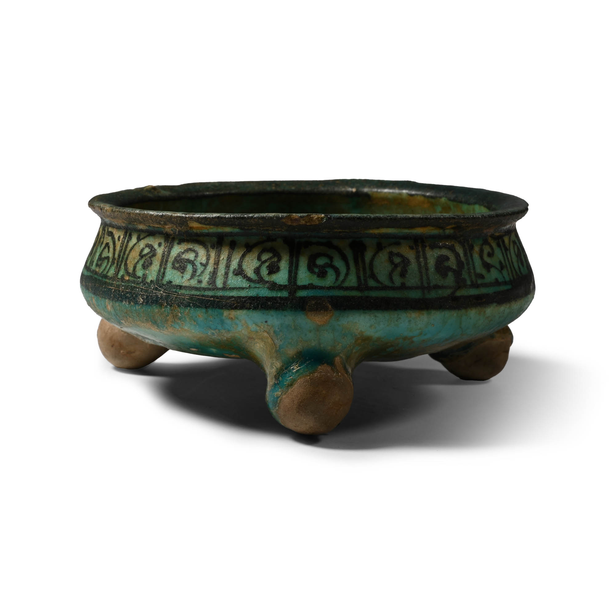 Kushan Decorated Blue Glazed Bowl