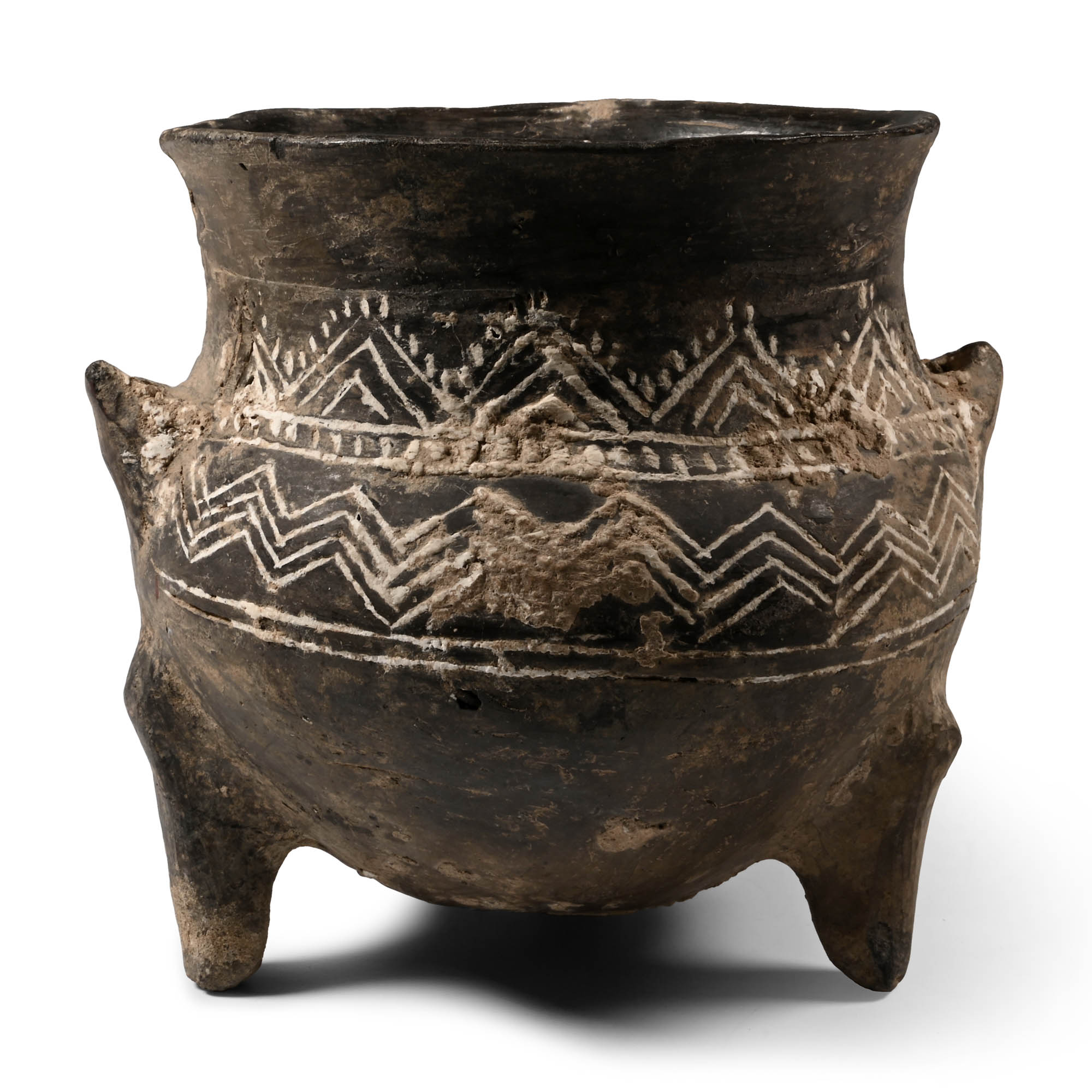 Azerbaijan Black Vessel with White Inlay