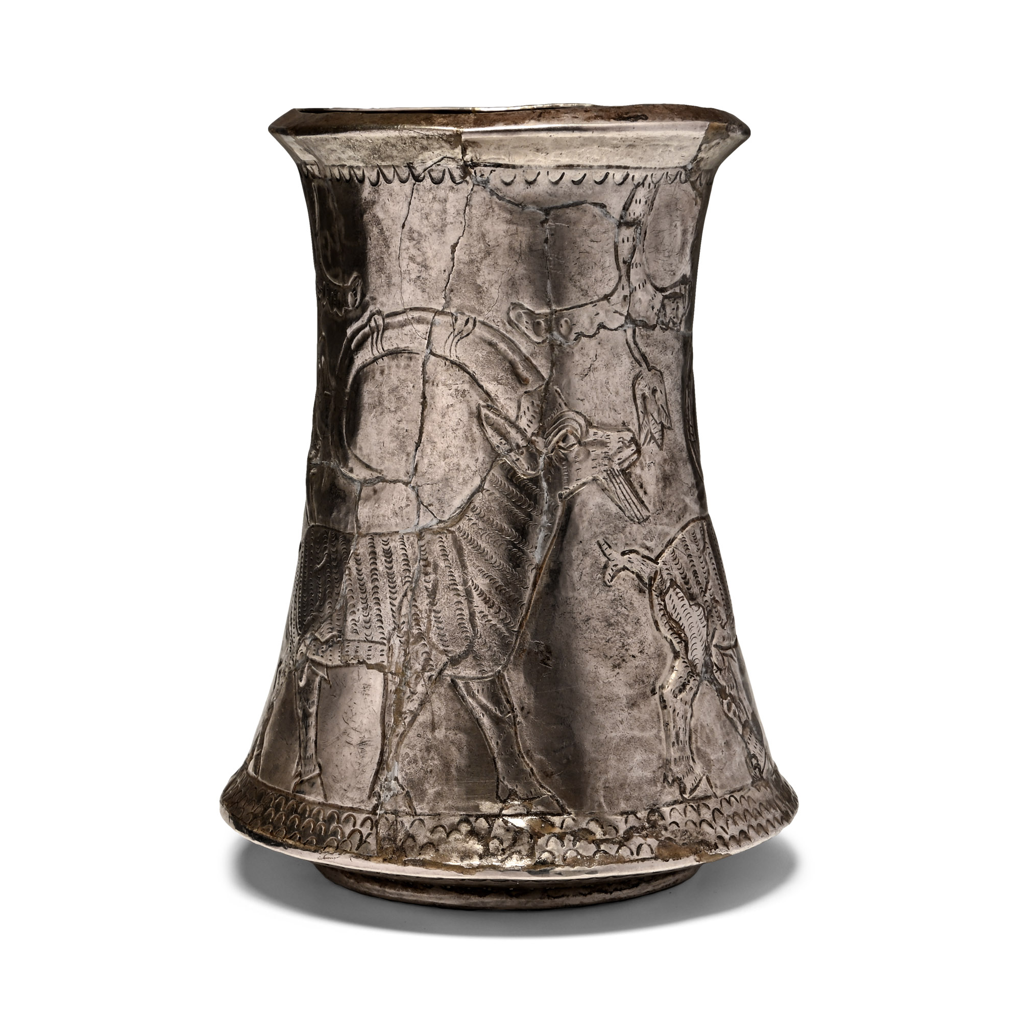 Elamite Silver Beaker with Three Ibexes
