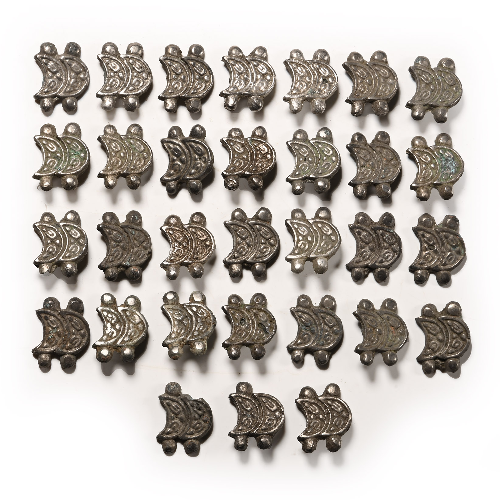 Viking Age High Tinned Bronze Horse Harness Rein Mount Group