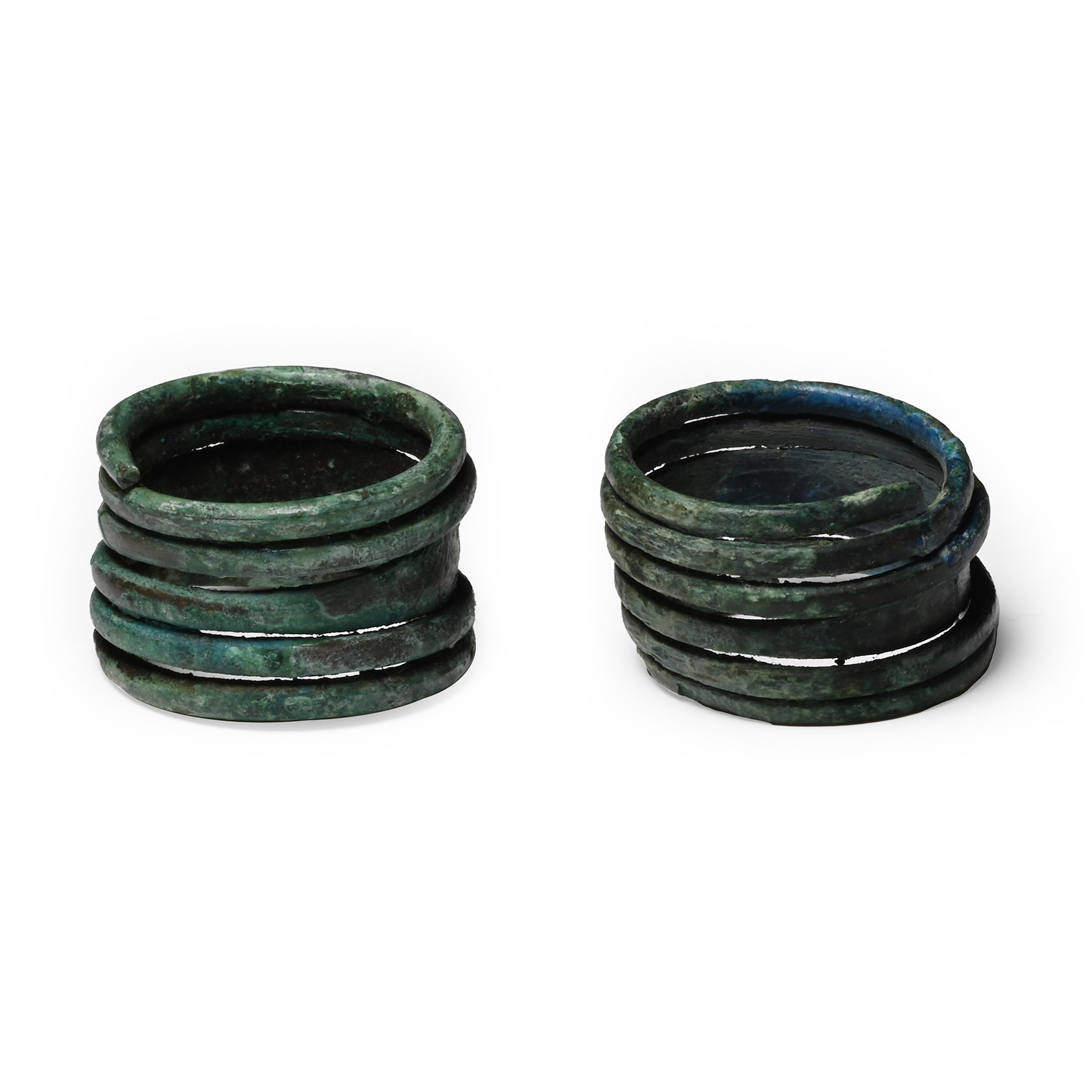 Viking Age Bronze Coiled Ring Pair