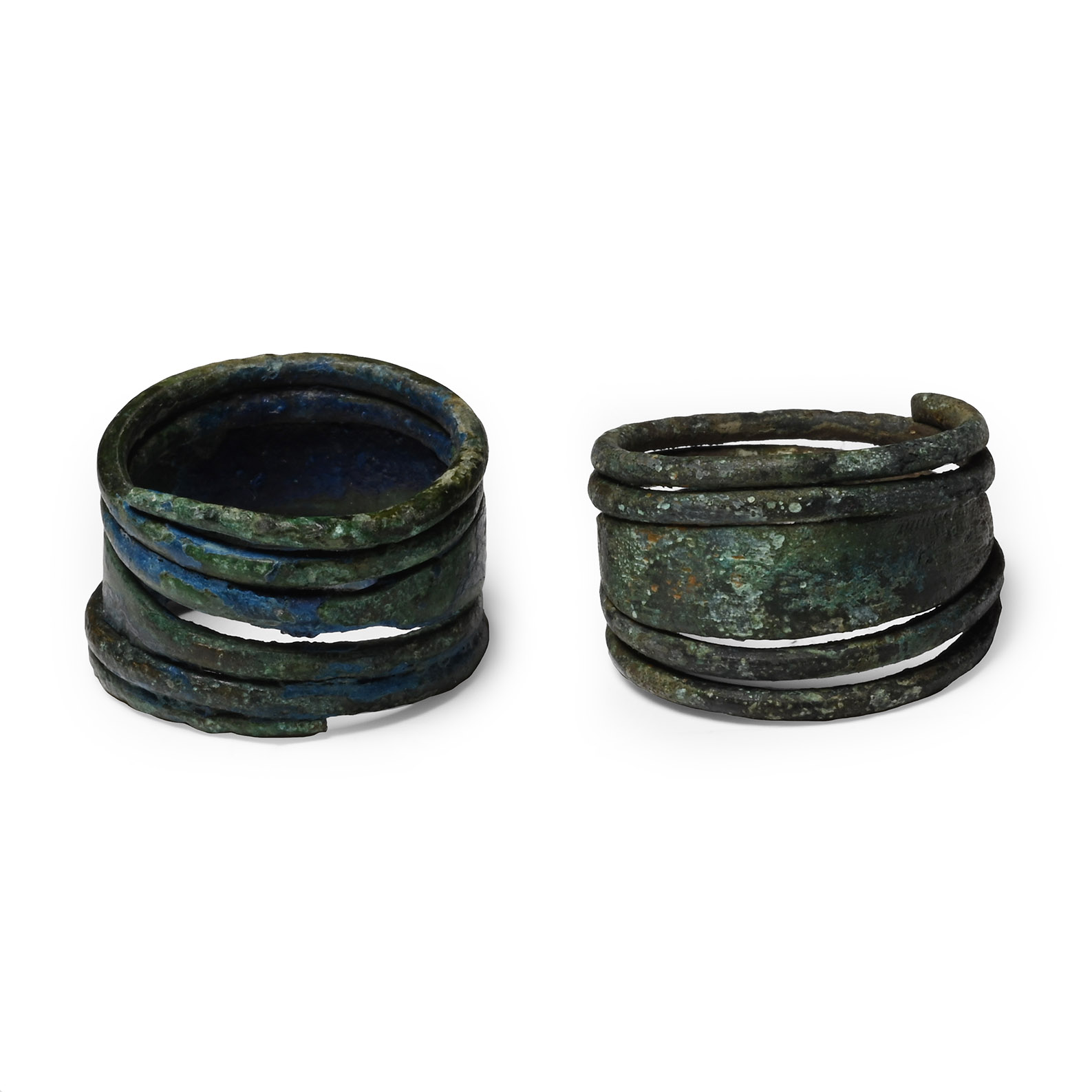 Viking Age Bronze Coiled Ring Pair