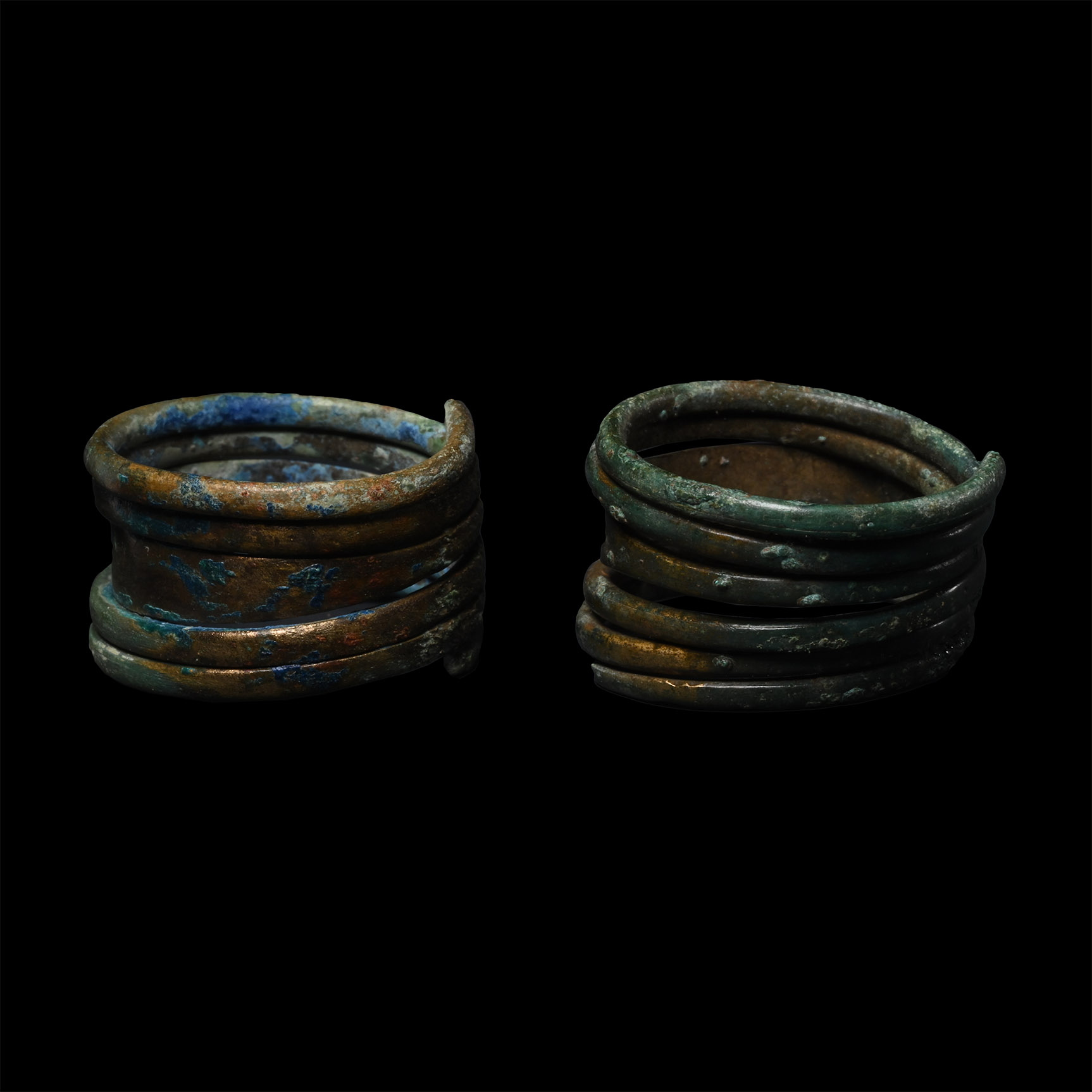 Viking Age Bronze Coiled Ring Pair