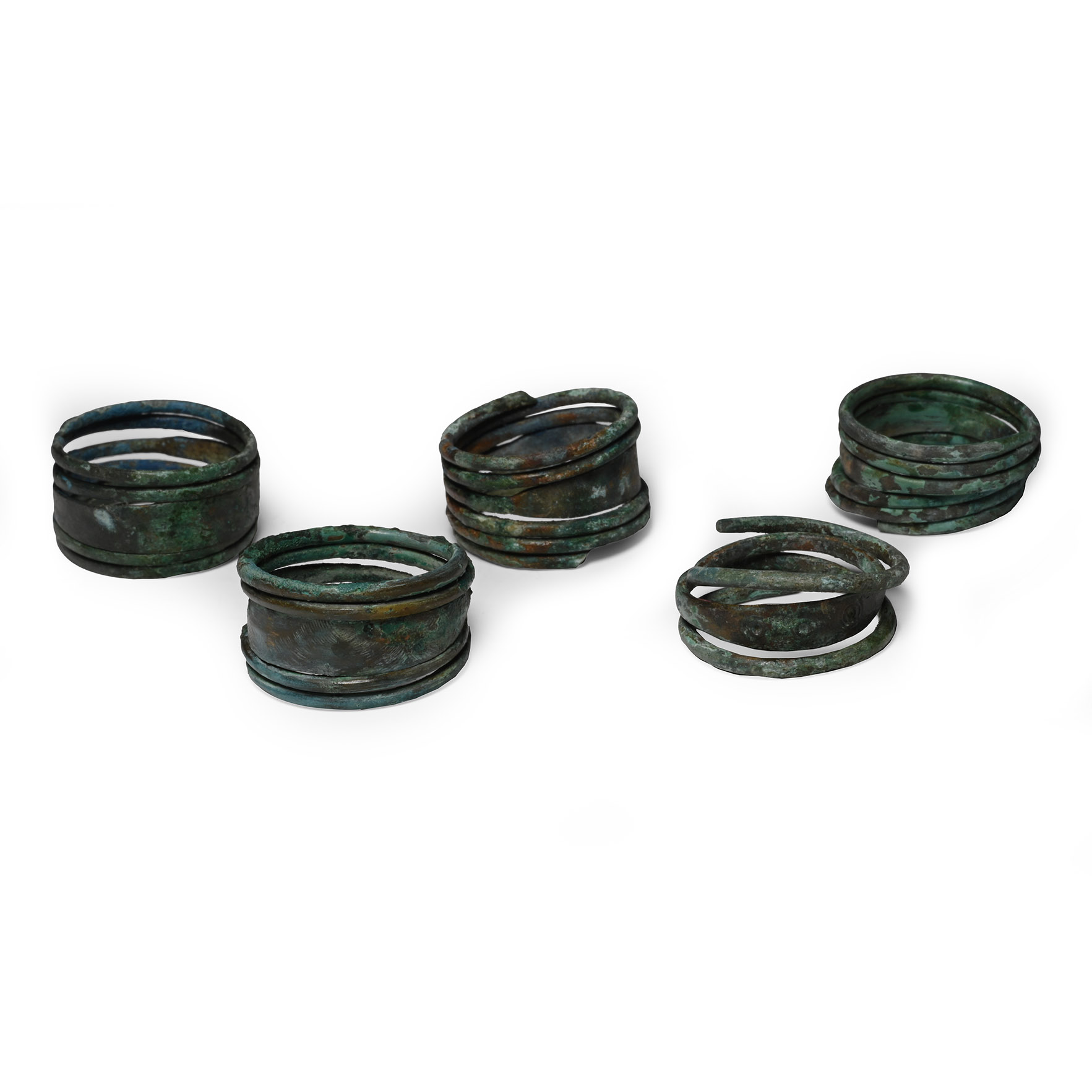 Viking Age Bronze Coiled Ring Group