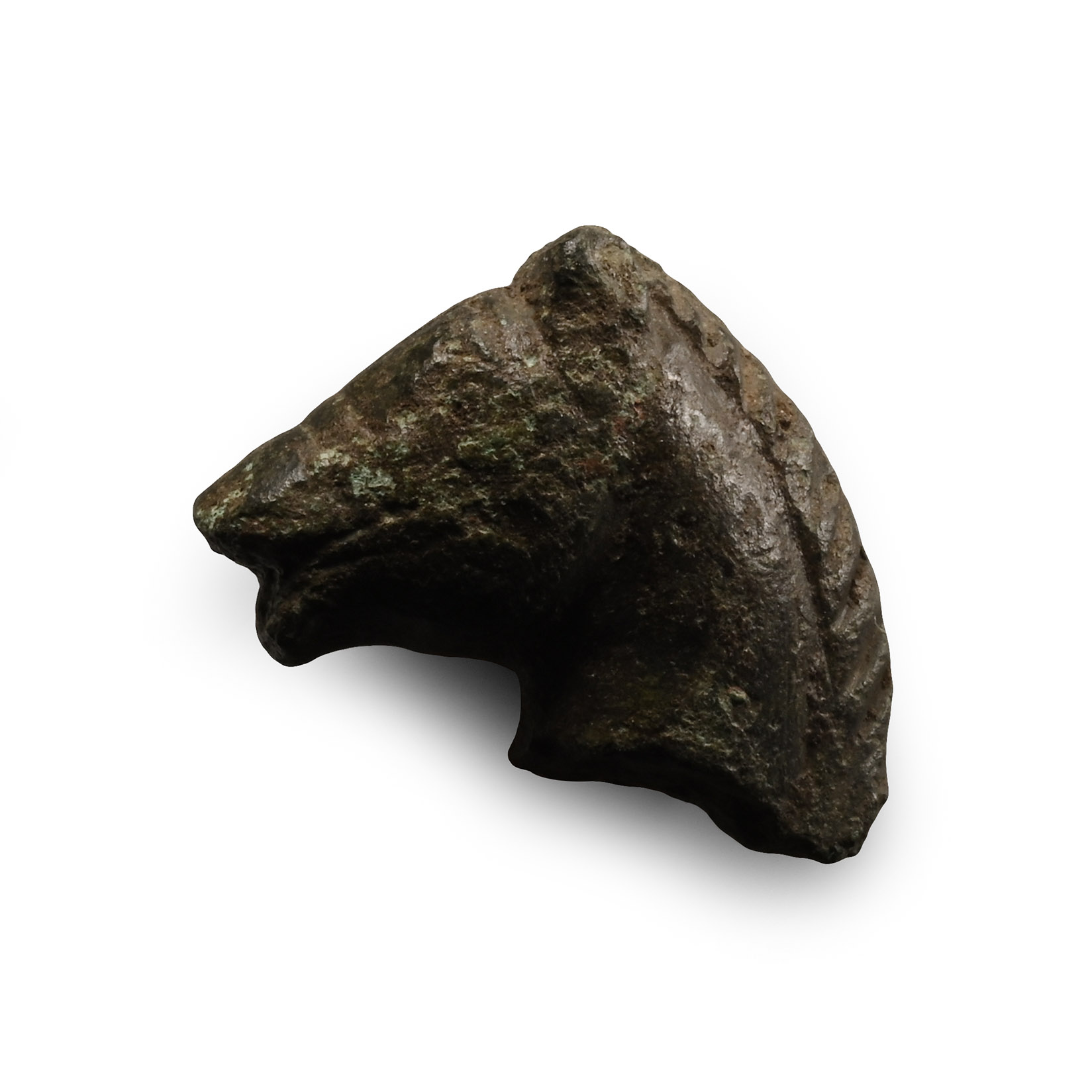 Norman Bronze Romanesque Horse Head Terminal