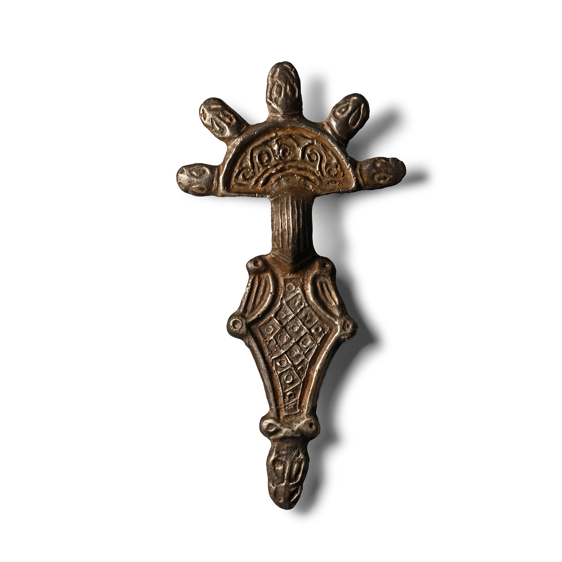 Gothic Silver Radiate-Head Brooch
