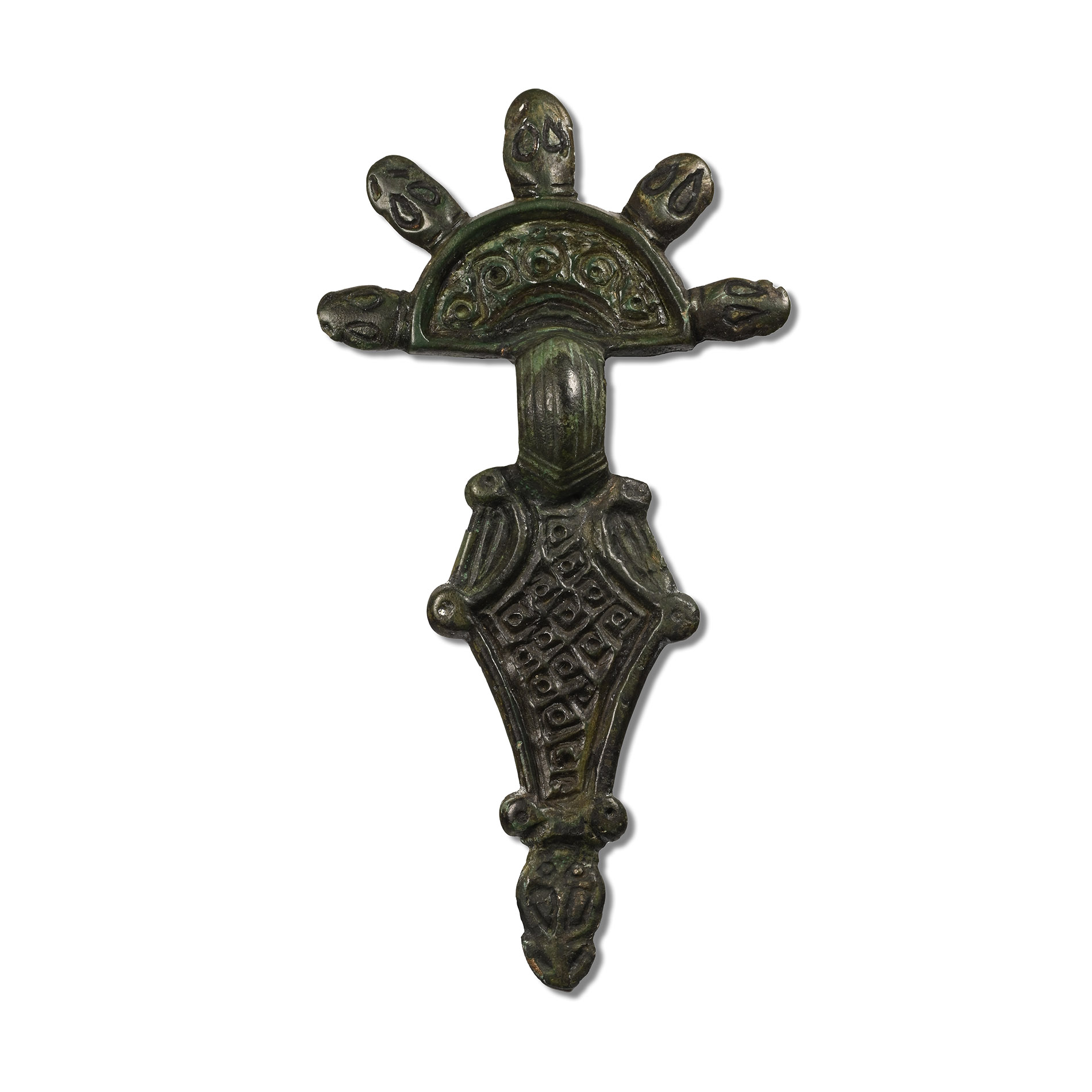 Gothic Bronze Radiate-Head Brooch
