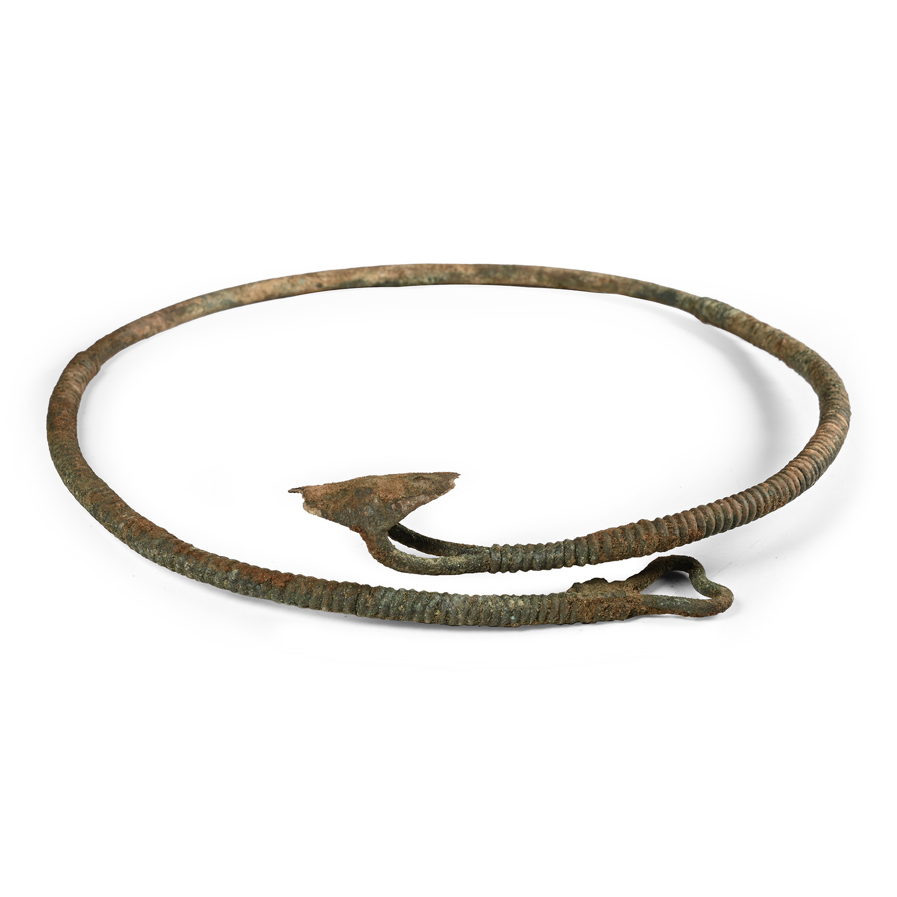 Large Viking Age Bronze Bar with Coiled Wire Neck Torc