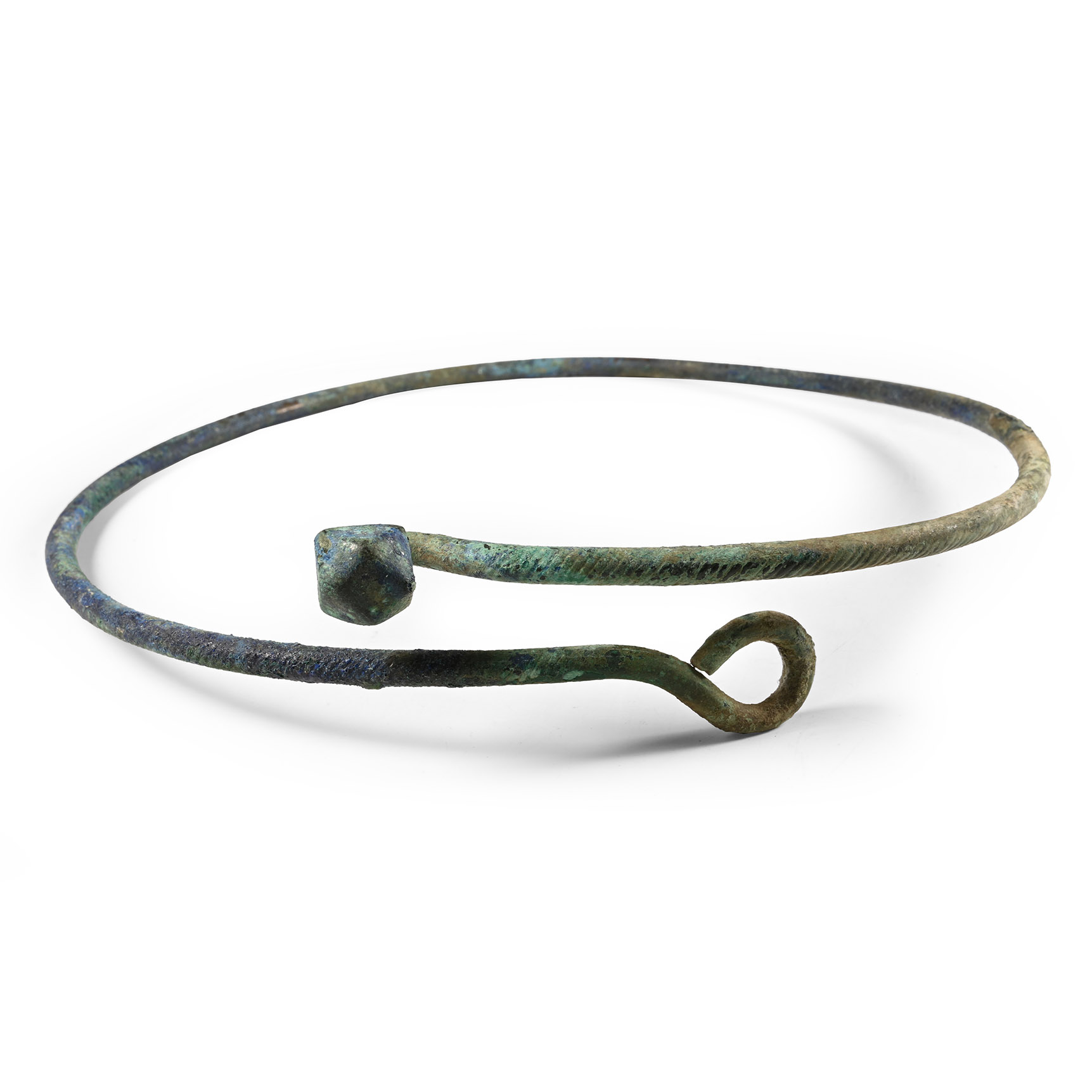 Large Viking Age Bronze Bar with Button Neck Torc
