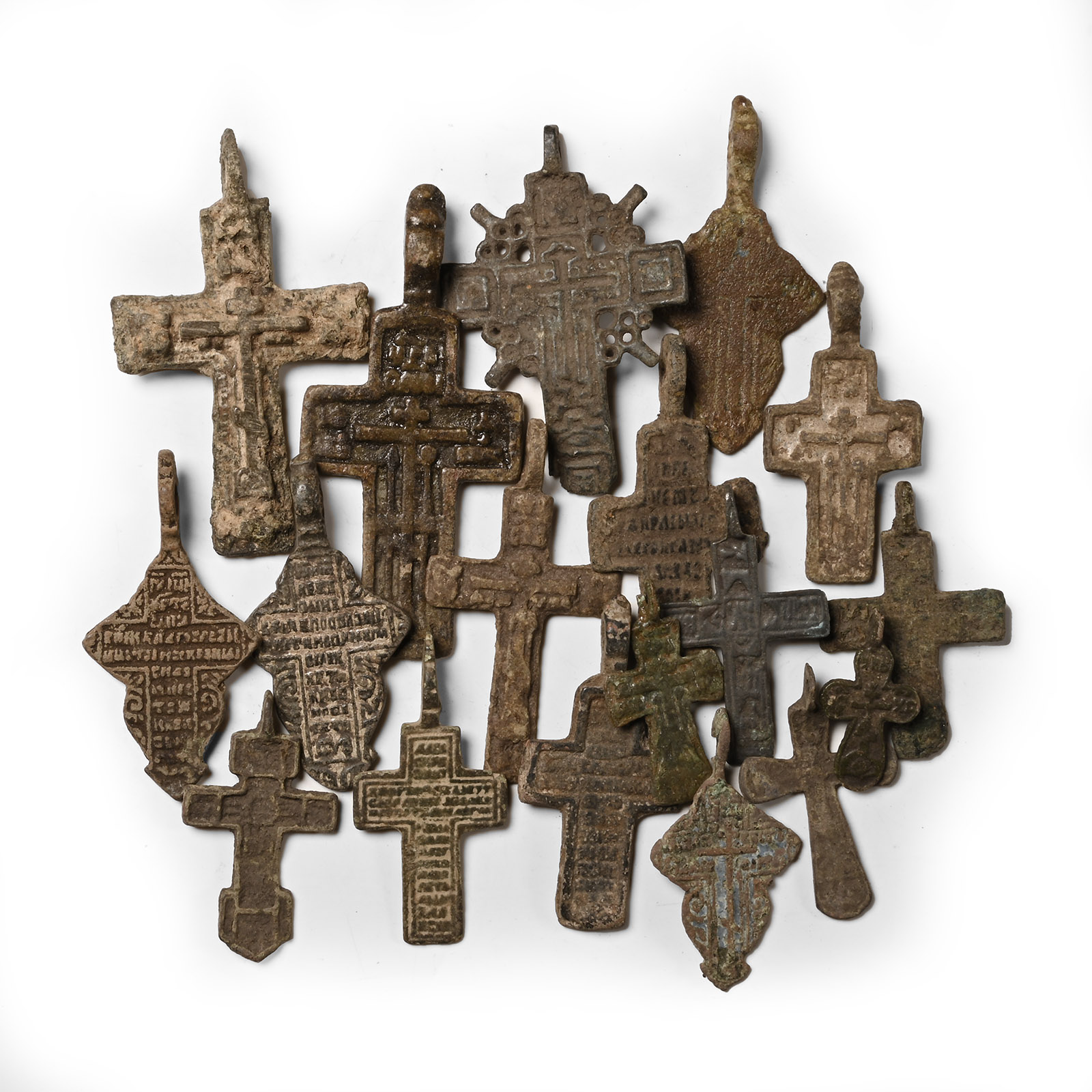 Post Byzantine Bronze Cross Pendant Collection