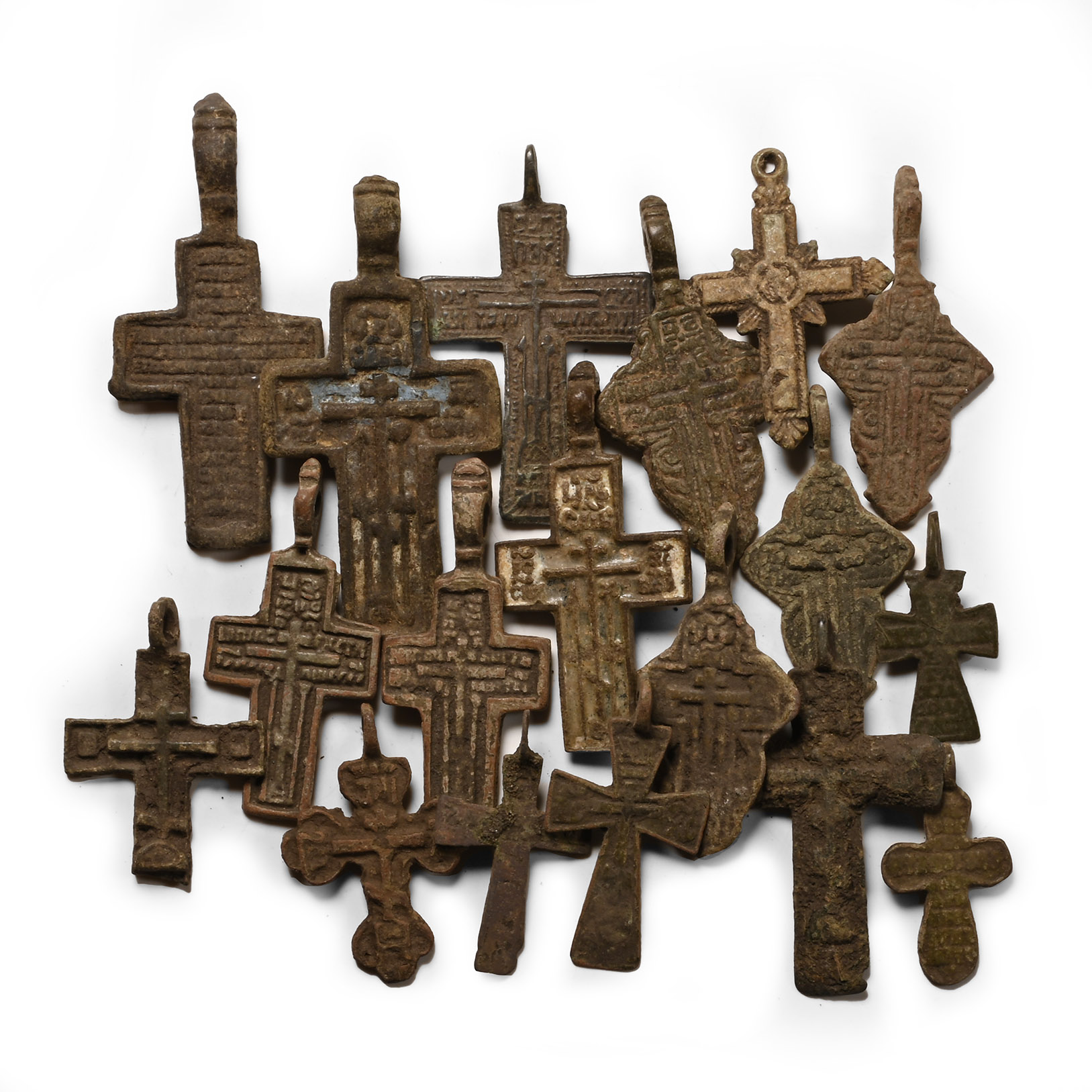 Post Byzantine Bronze Cross Pendant Collection